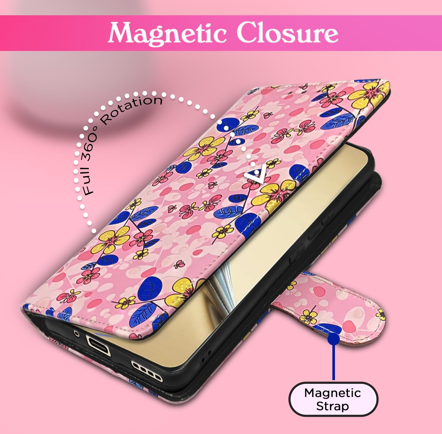 Pikkme Realme 13 Pro/13 Pro Plus 5G Wallet pink flower mobile flip cover – photo 6