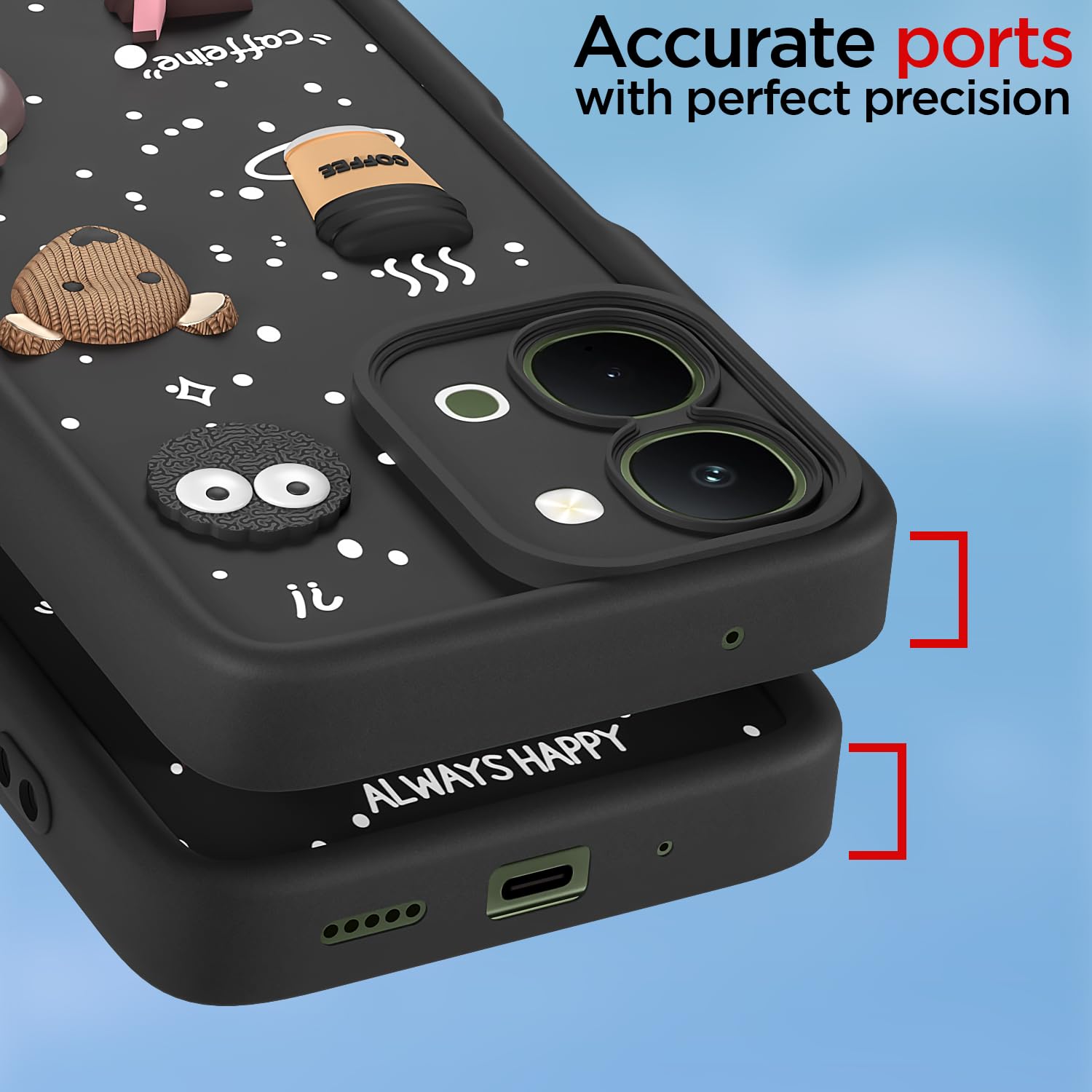 Black phone cover for Vivo T5x/Y51 Pro/iQOO Z11x 5G/3D – Pikkme – photo 4