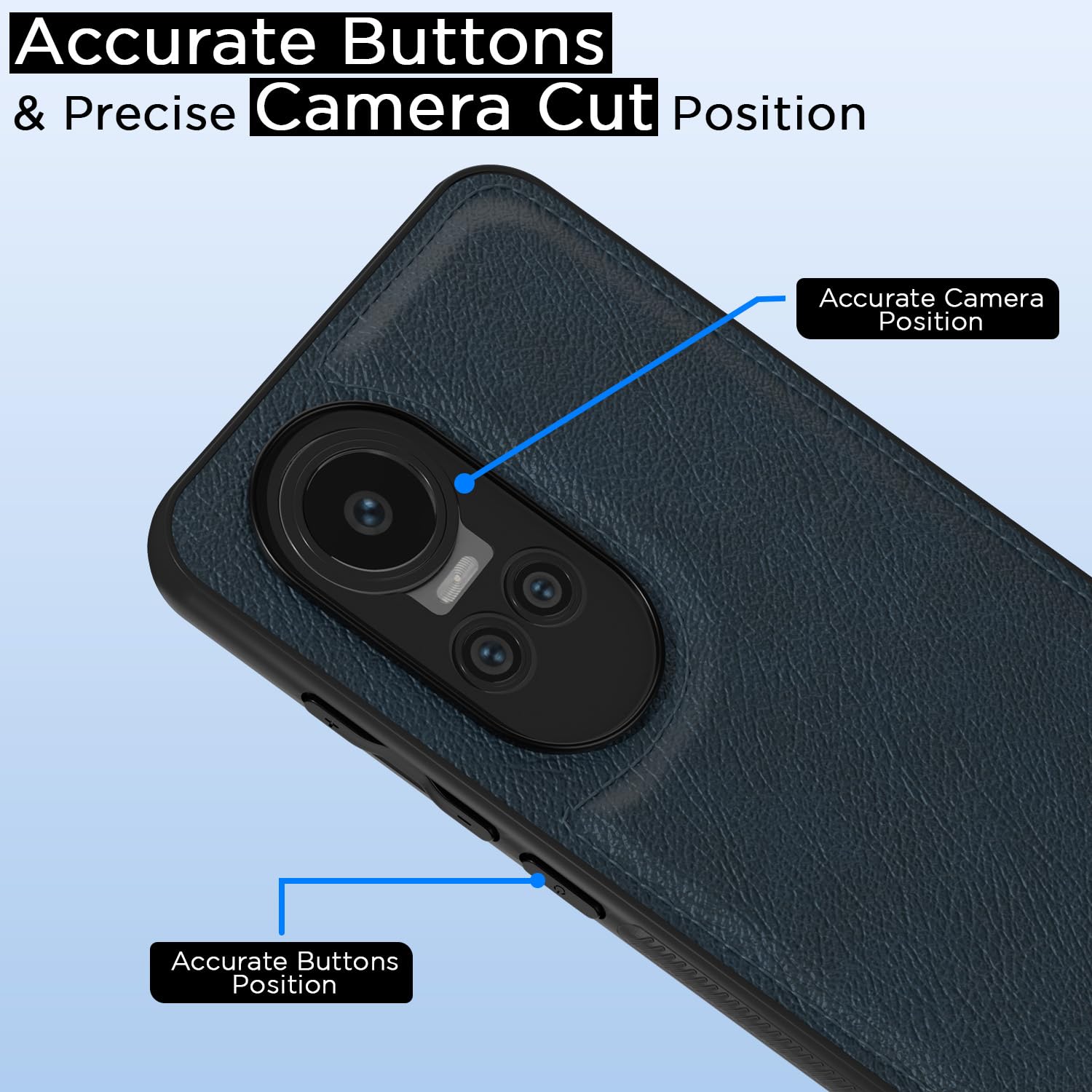 Pikkme Oppo Reno 10 5G Leatherback Back Case | Blue