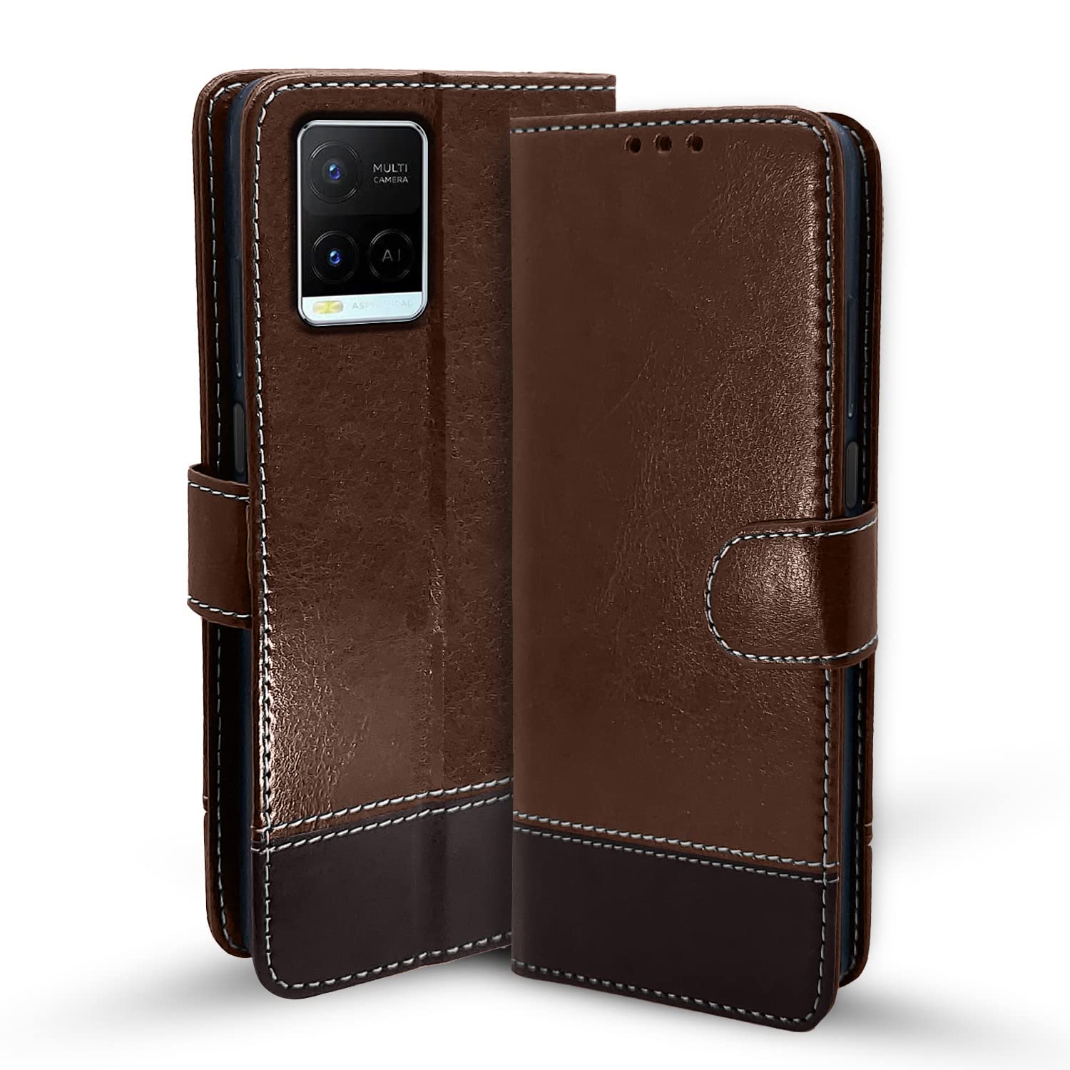 Pikkme Vivo Y21 2021/Y33s brown & coffee flip cover