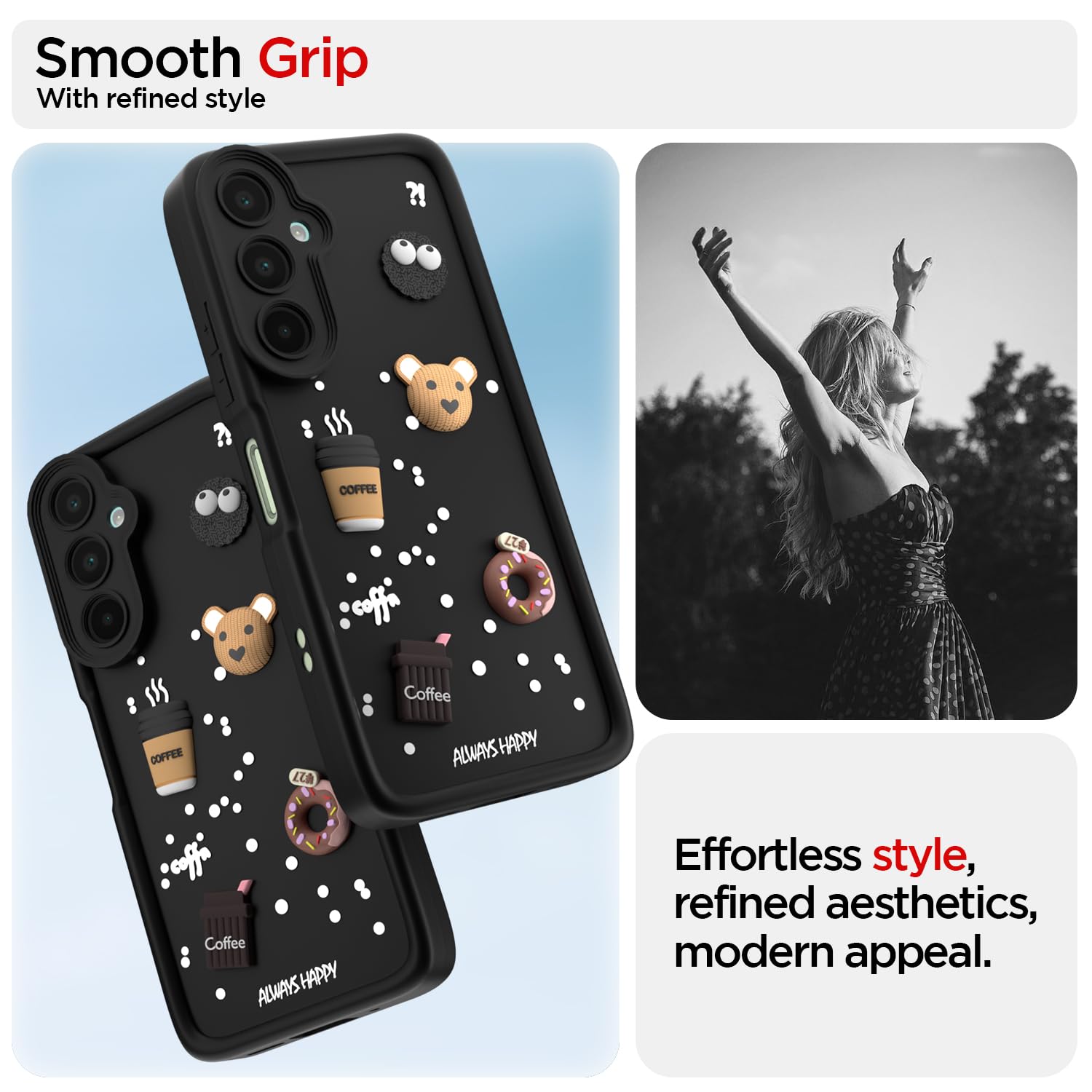 Pikkme Samsung Galaxy M16 5G Cute Fun Cartoon 3D Bear Coffee Back Cover (Black)