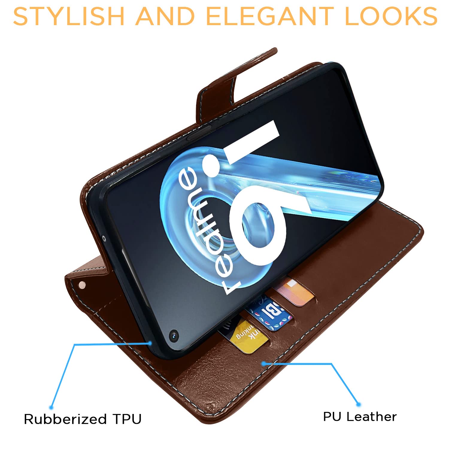Brown & coffee Magnetic wallet flip cover for Realme 9i/Oppo K10 4G – Pikkme – photo 5