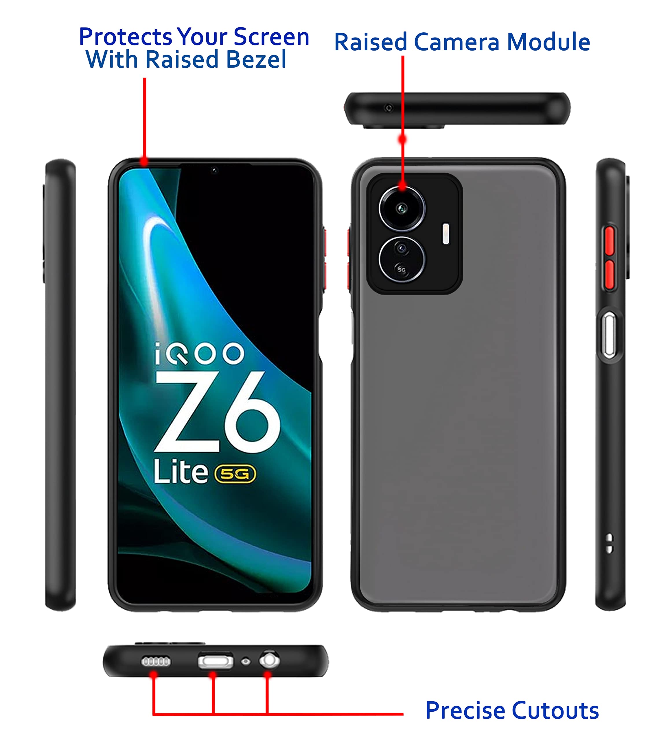 iQOO Z6 Lite 5G Hybrid mobile back cover in black by Pikkme – photo 3