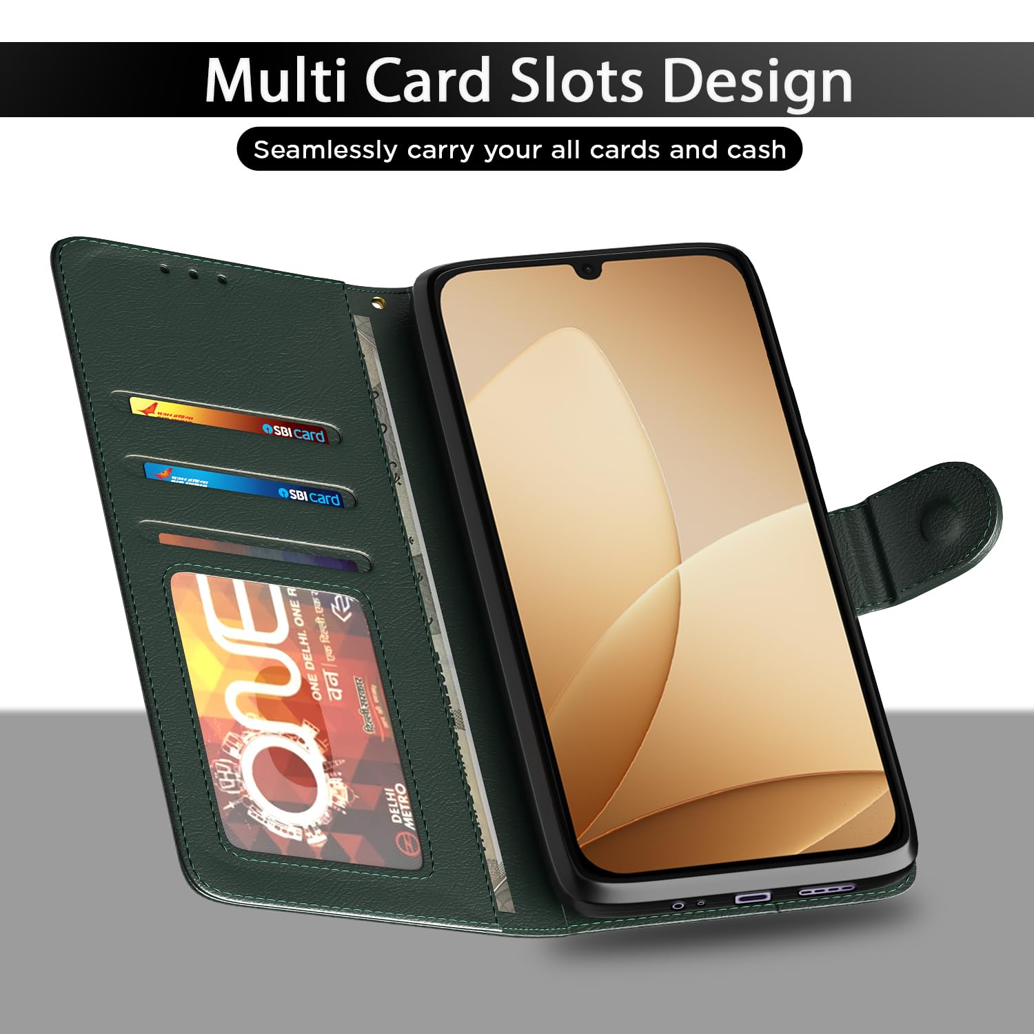 Green mobile flip cover for Oppo A6c – Pikkme – photo 5