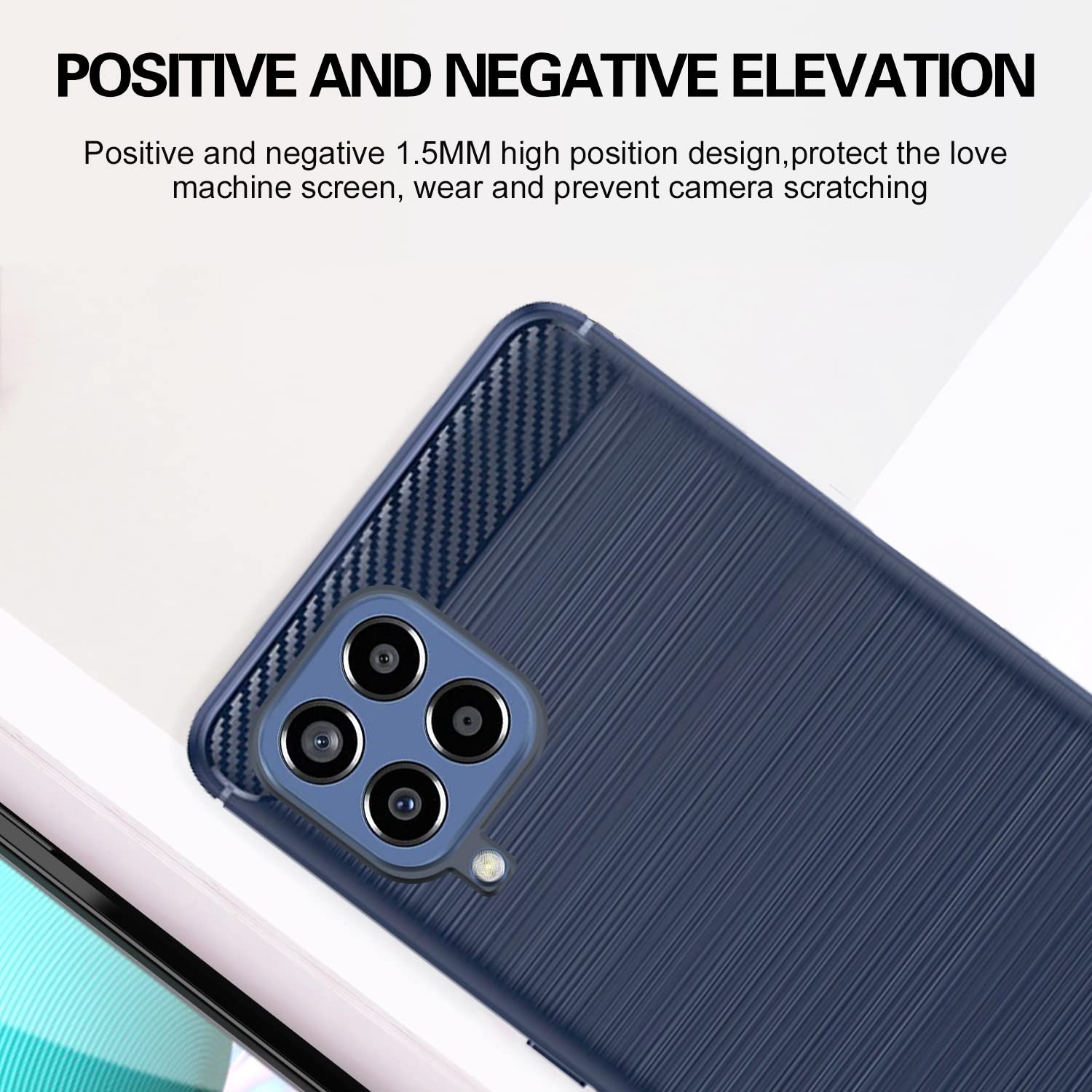 Pikkme Samsung Galaxy M12 / F12 / A12 Hybrid Carbon Fiber Back Cover | Blue