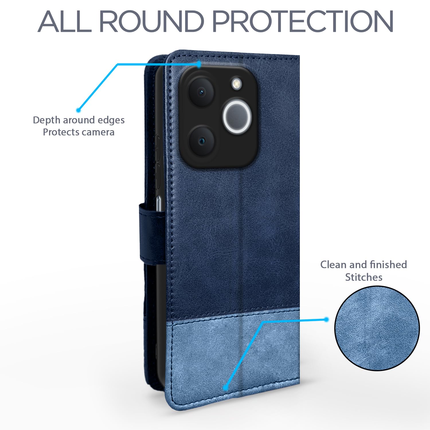Pikkme Realme Narzo 80 Lite 4G/C71 5G Magnetic navy & light blue mobile flip cover – photo 4