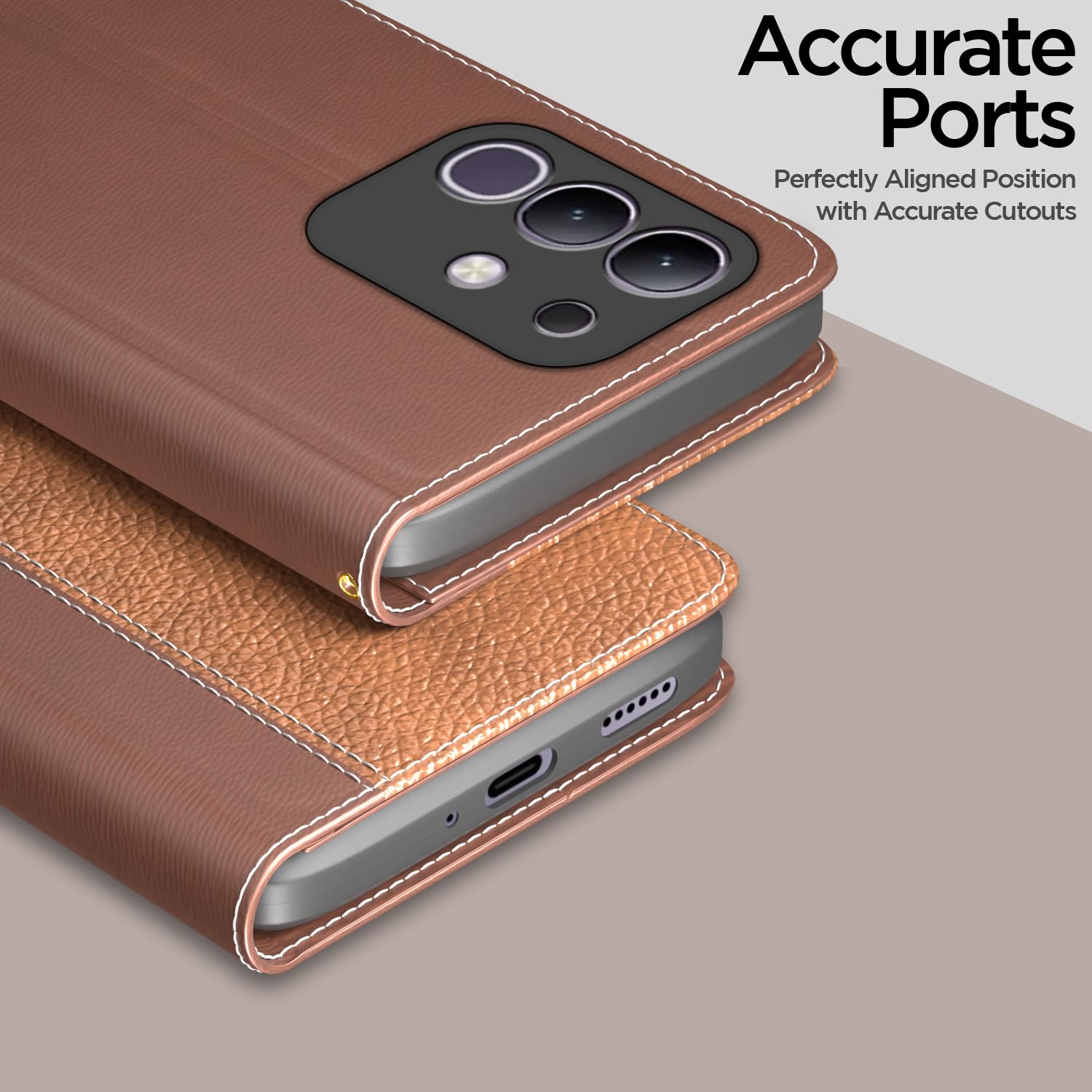 Tan mobile flip cover for Vivo T4x/iQOO Z10x/Y31 Pro 5G – Pikkme – photo 2