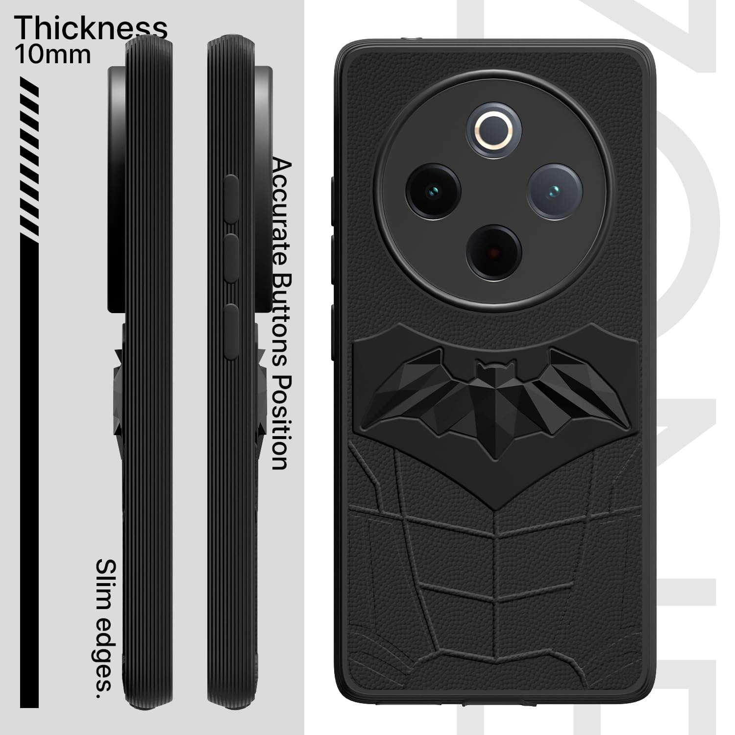 Pikkme Vivo T4 5G / iQoo Z10 5G Shockproof Stylish Cartoon Back Cover (Black)