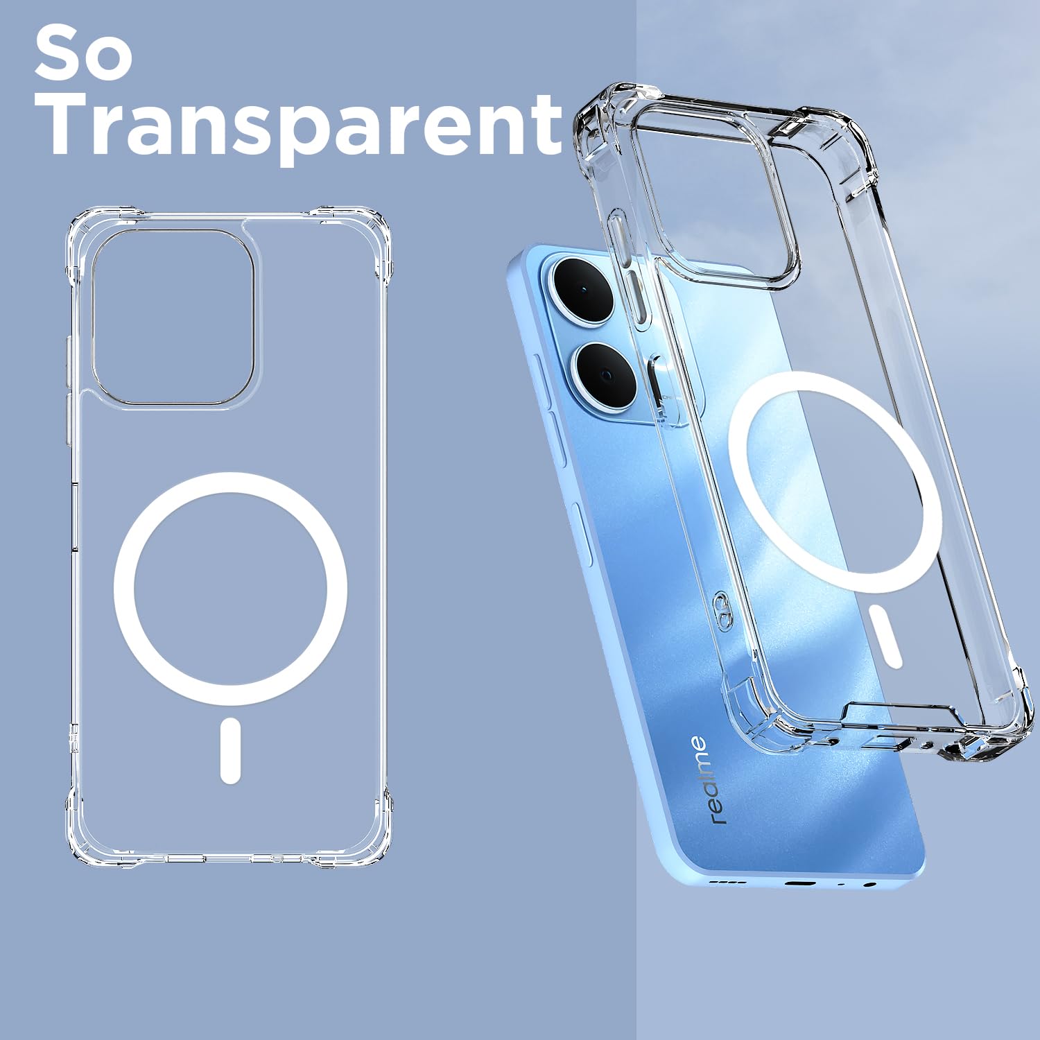 Pikkme Realme Narzo 80 Lite 4G/C71 5G MagSafe transparent mag-safe mobile cover – photo 2