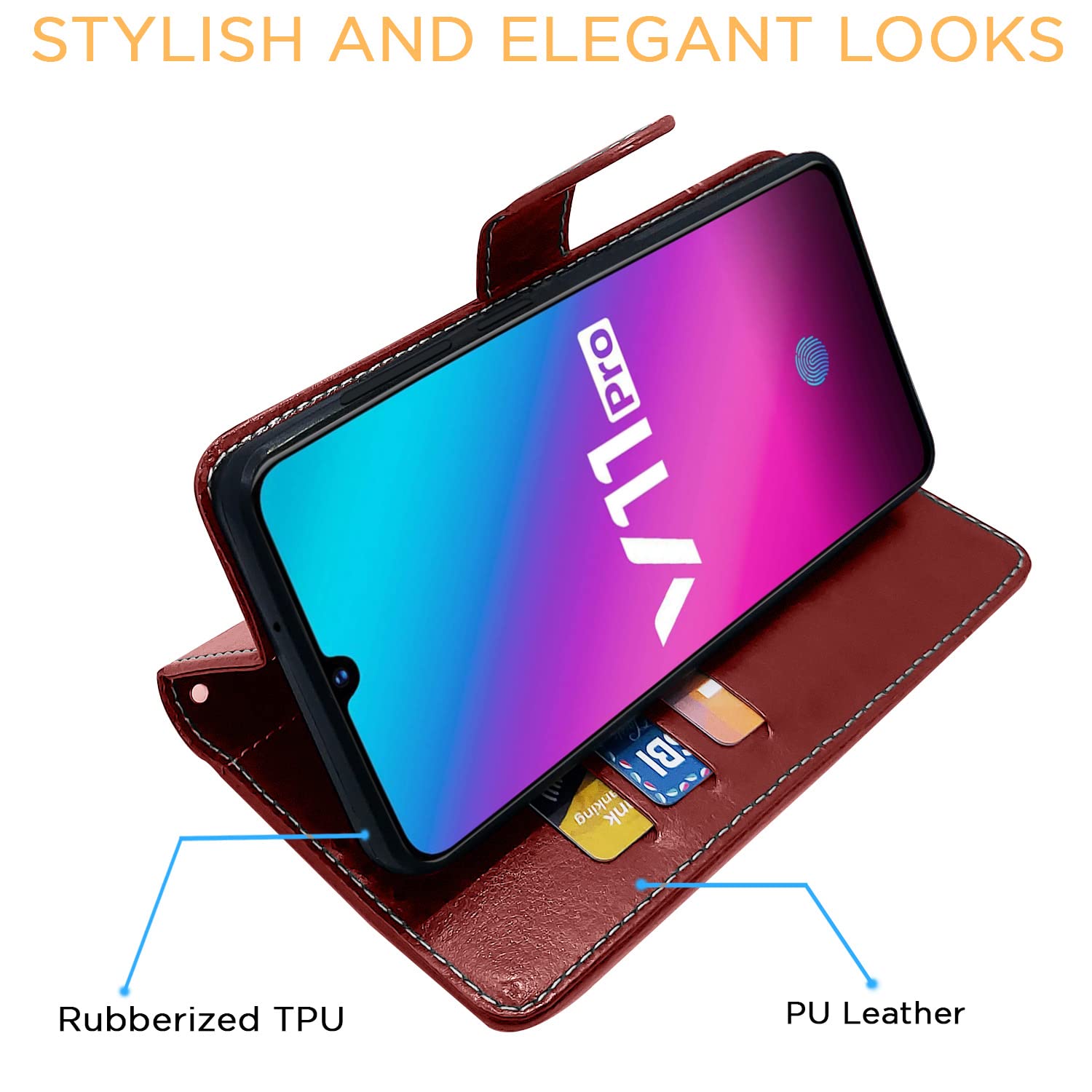 Pikkme Vivo V11 Pro brown & coffee flip cover – photo 5