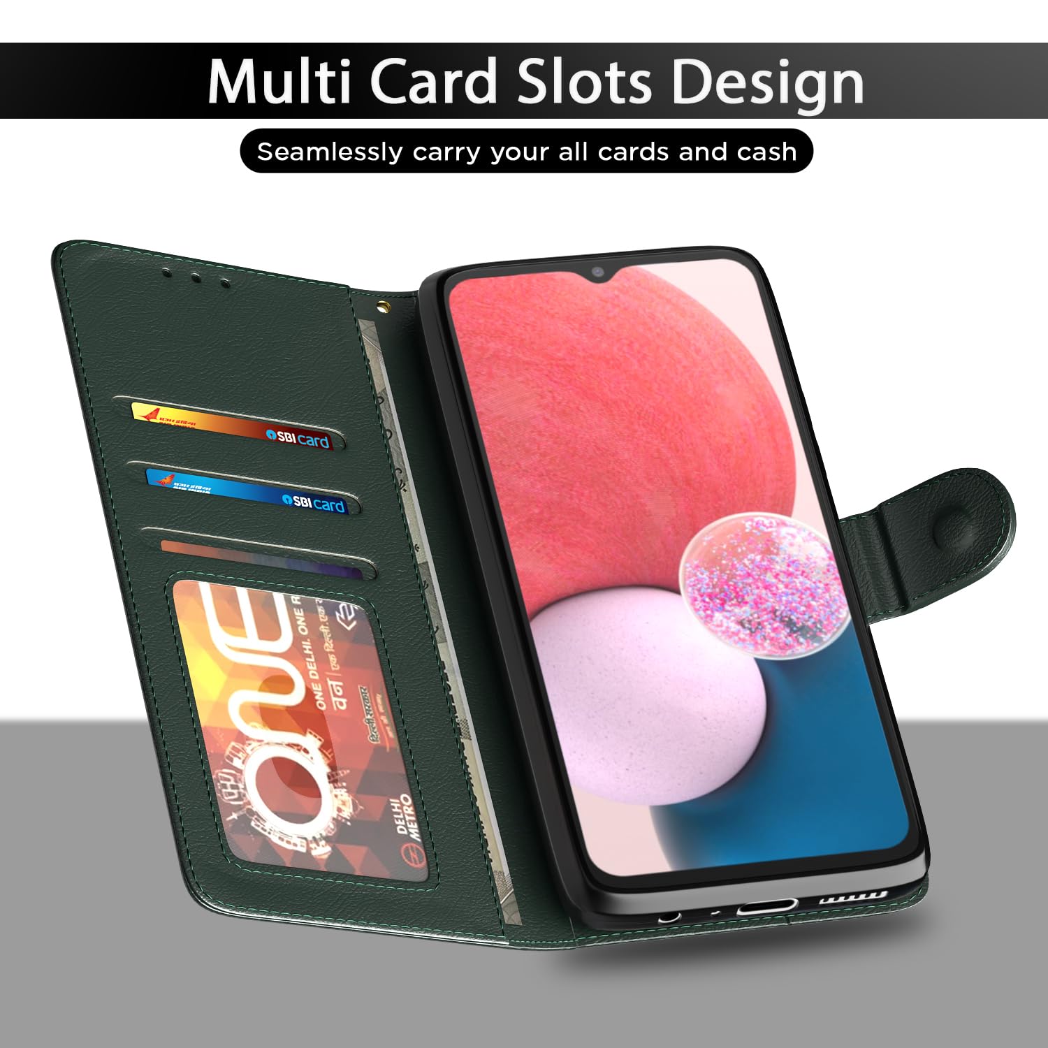 Green Wallet mobile flip cover for Samsung A13 4G – Pikkme – photo 5