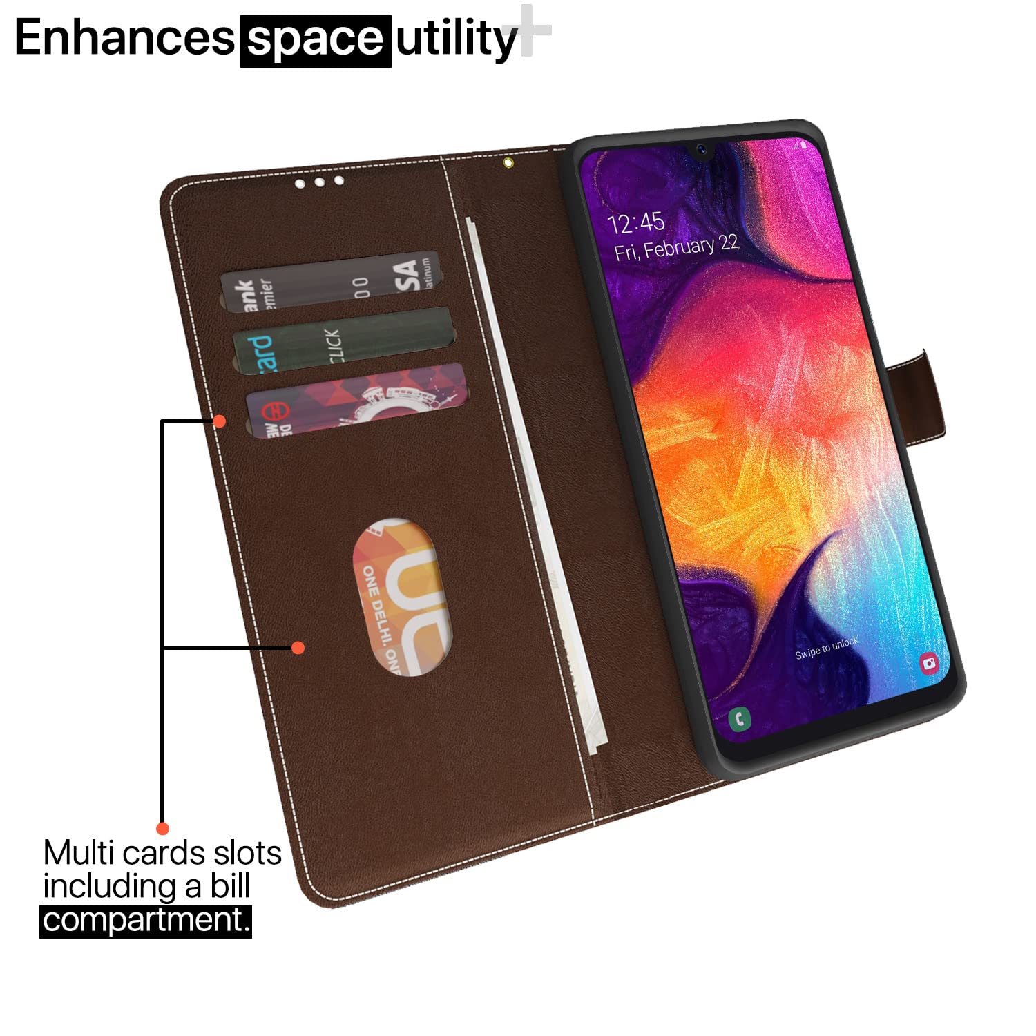 Brown & coffee Magnetic mobile flip cover for Samsung A50/A50s/A30s – Pikkme – photo 2