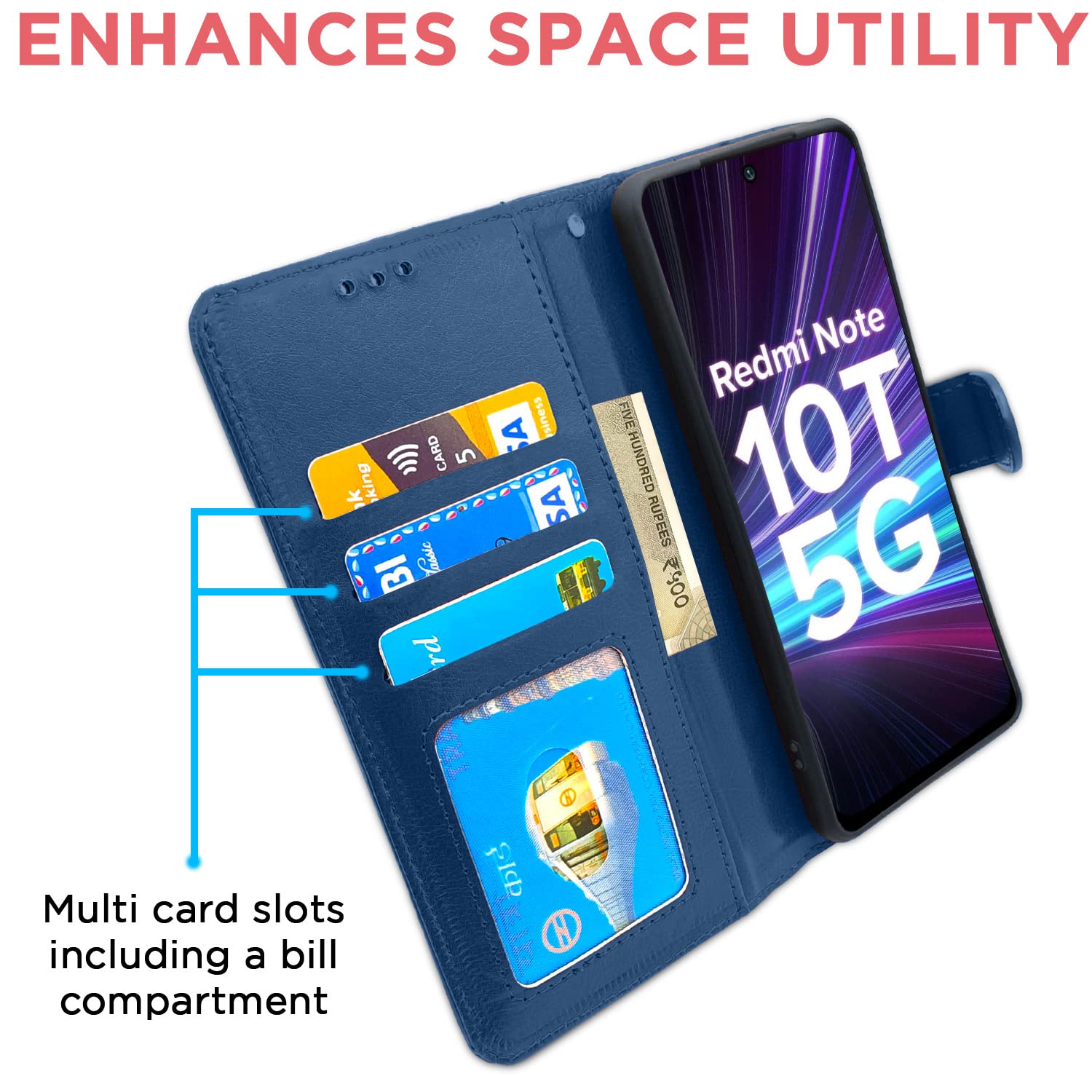 Pikkme Mi Redmi Note 10T 5G/Poco M3 Pro 5G Vintage Flip Cover (Blue)