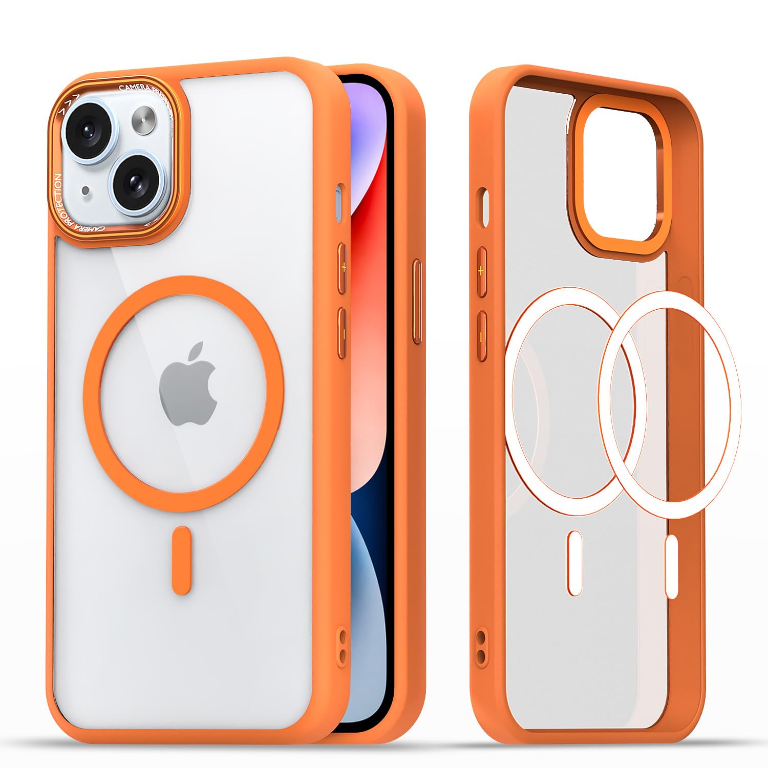 Pikkme orange mag-safe mobile cover for iPhone 15