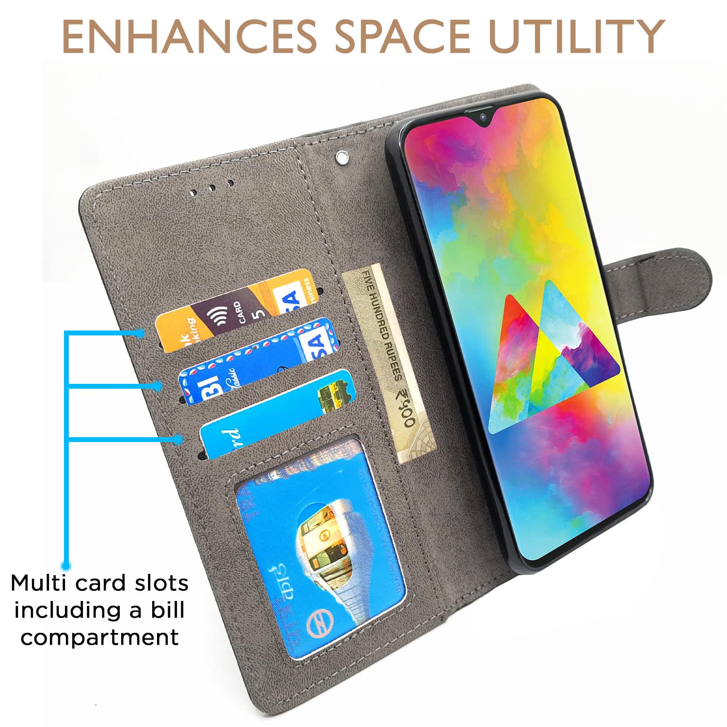 Black mobile flip cover for Samsung M20 – Pikkme – photo 2