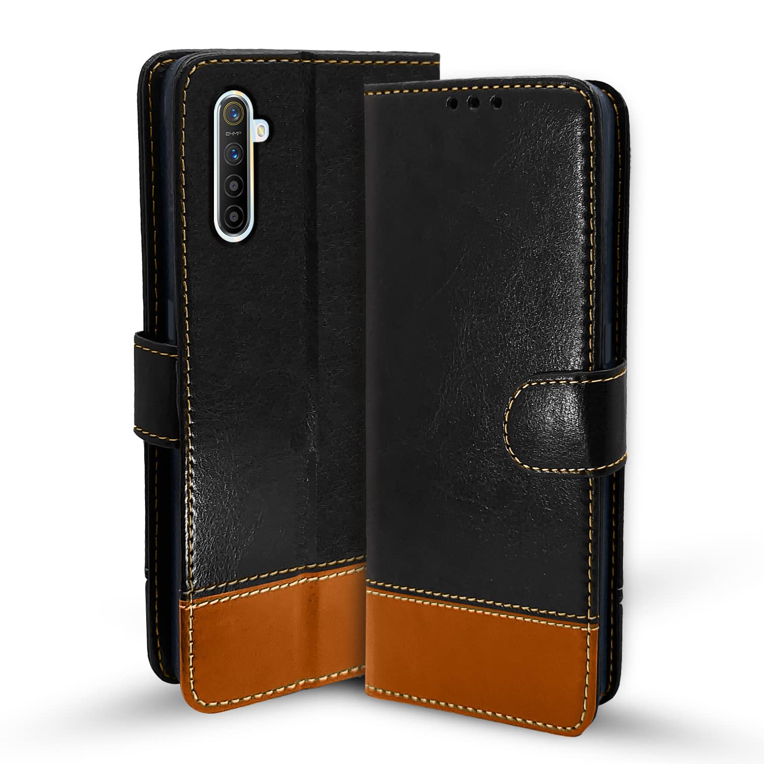 Pikkme Realme XT/X2 black & brown flip cover