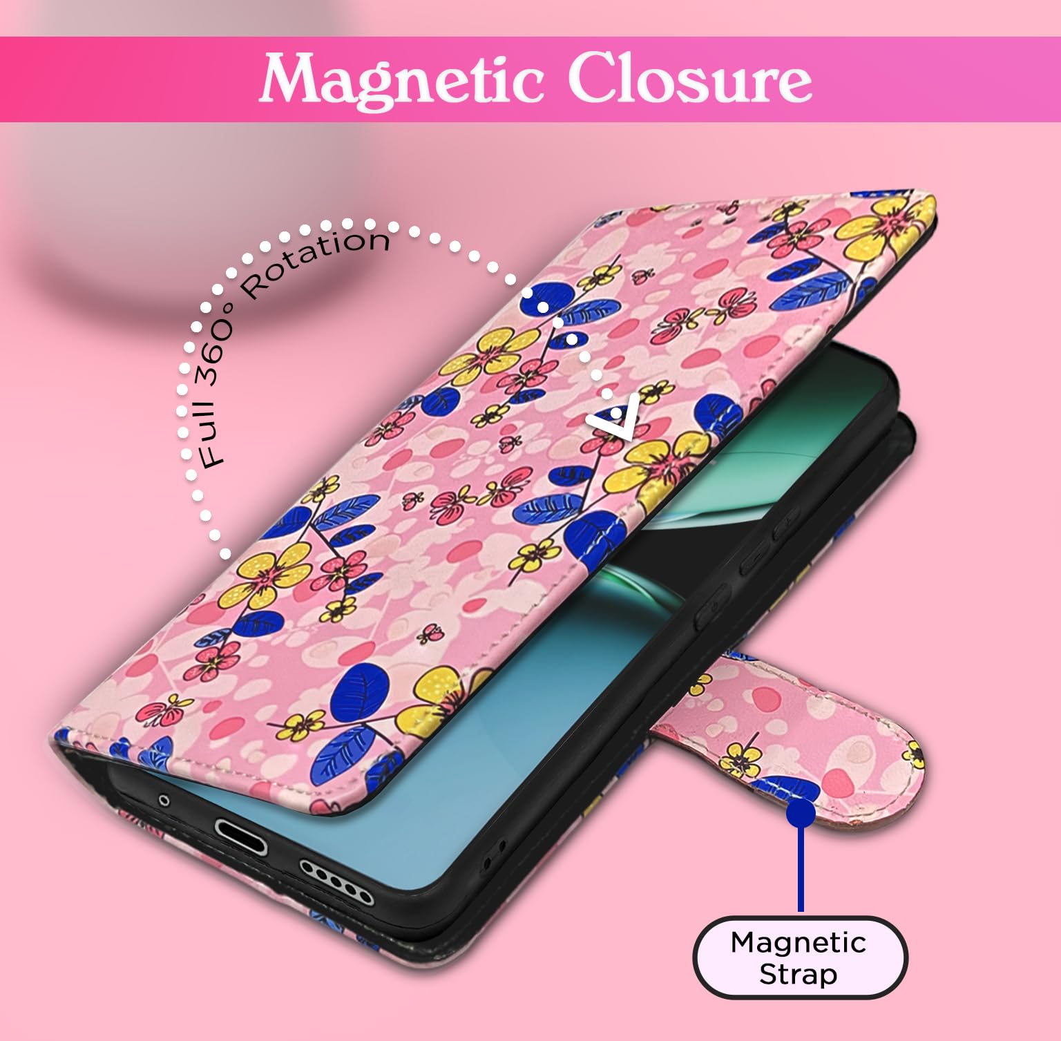 Pink flower Wallet flip case for OnePlus Nord 4 5G – Pikkme – photo 6