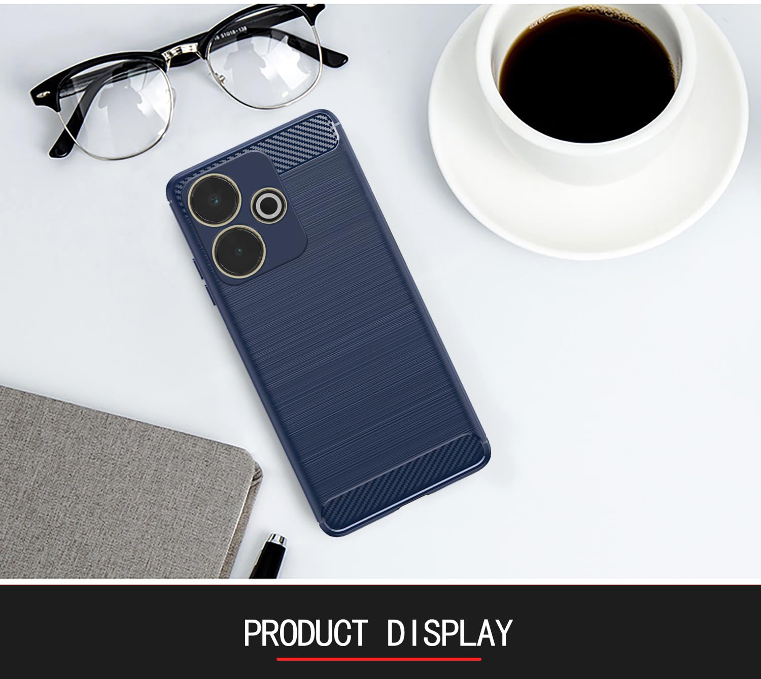 Pikkme Redmi 13 5G Hybrid Carbon Fibre Back Cover (Blue)