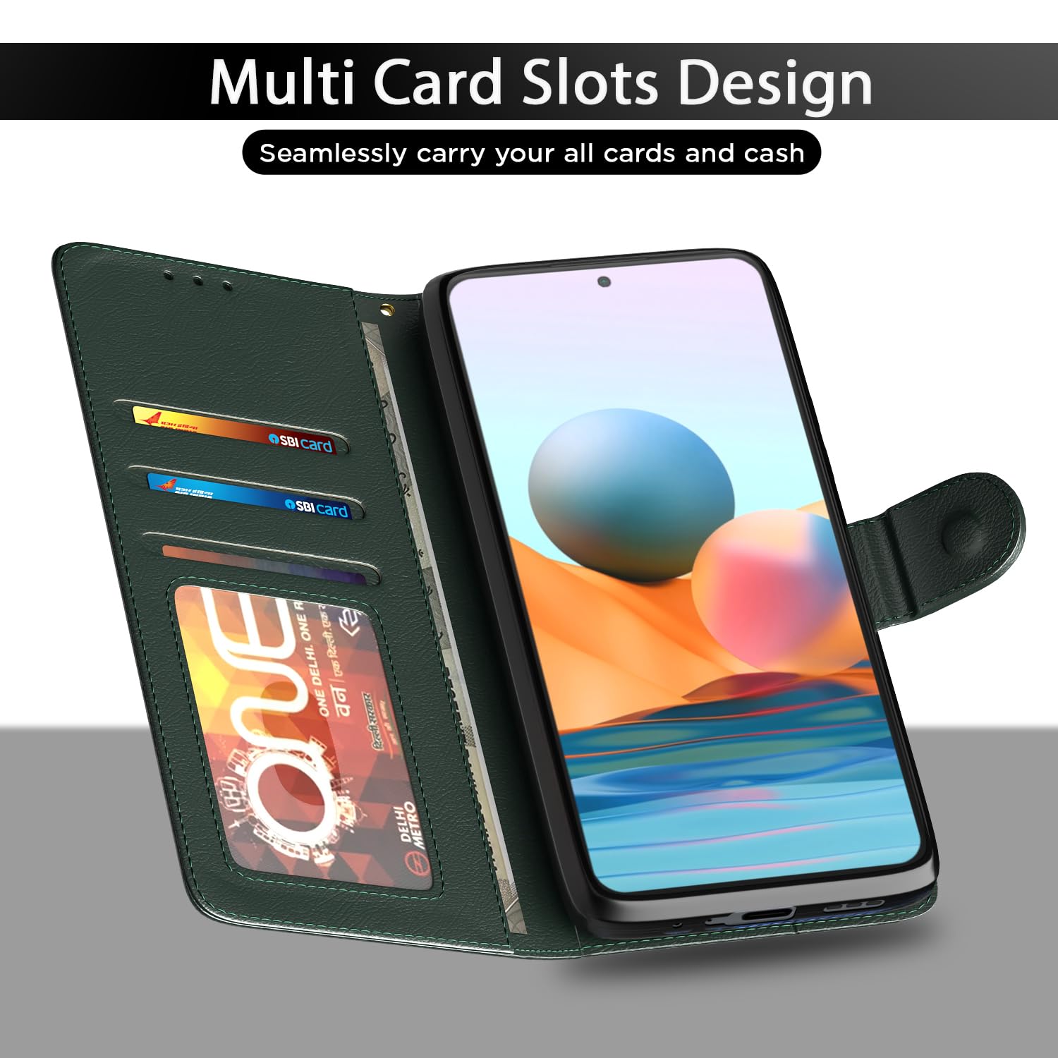 Redmi Note 10 Pro/Note 10 Pro Max flip case in green by Pikkme – photo 5