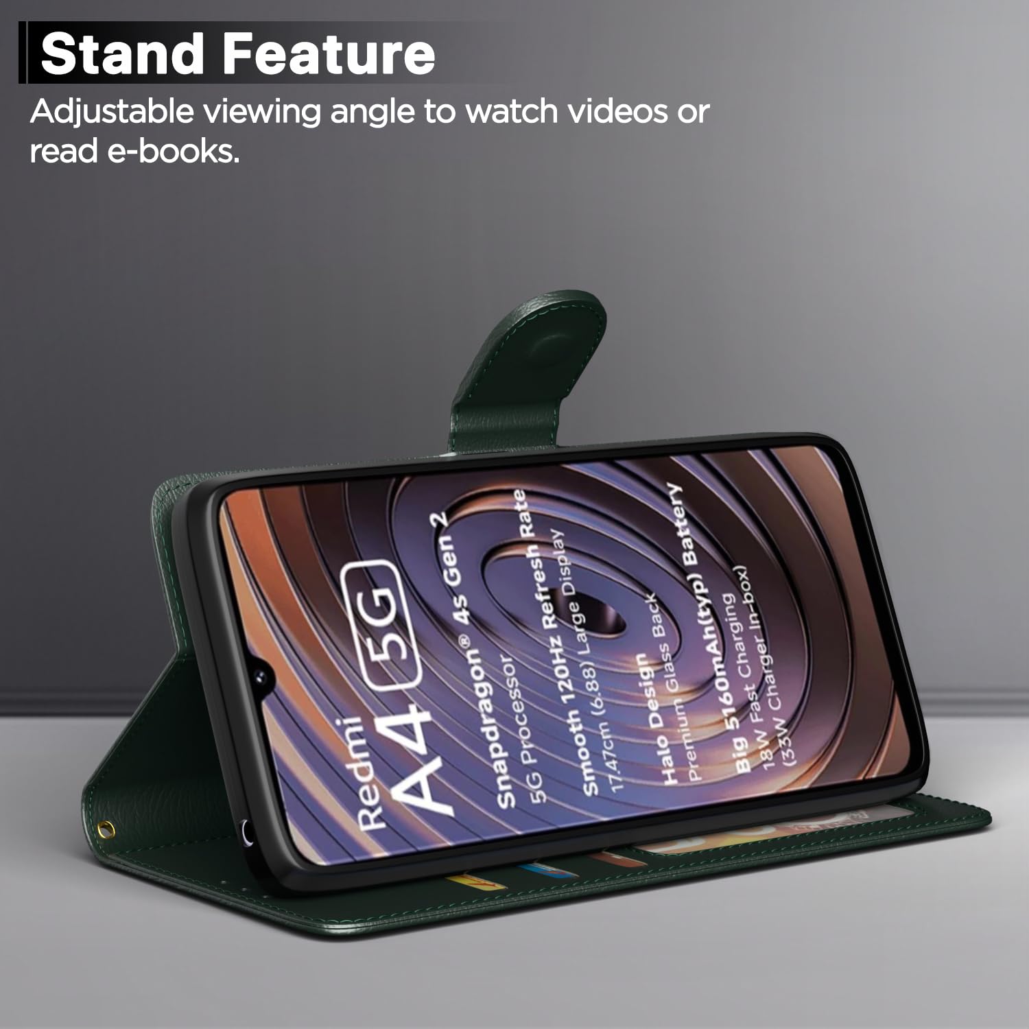 Poco M7 5G wallet flip cover in green by Pikkme – photo 3