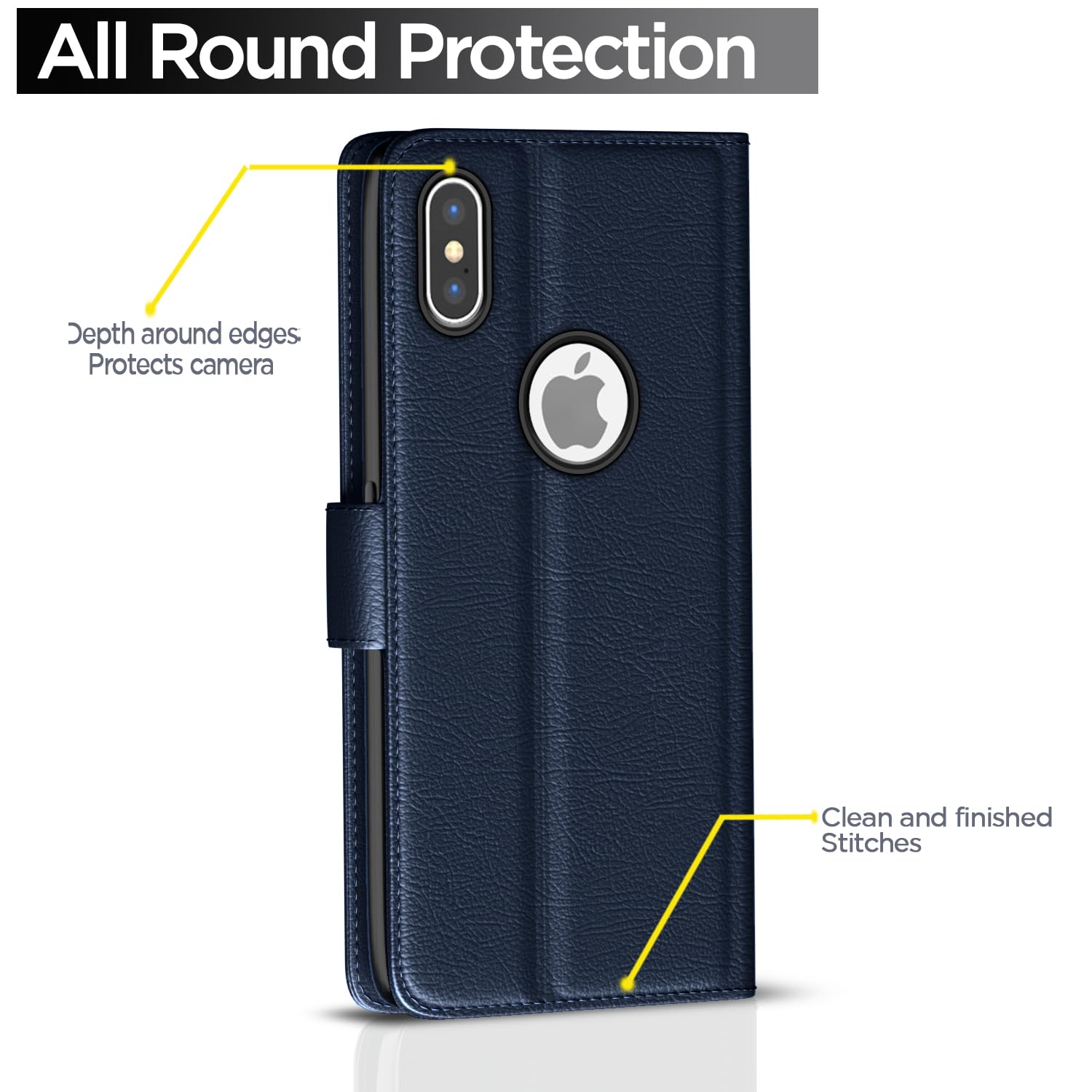 iPhone X/XS wallet flip cover in blue by Pikkme – photo 4