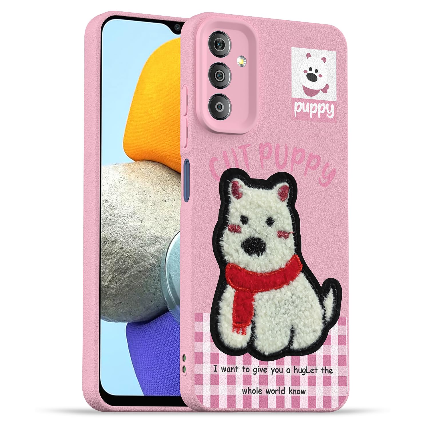 Pink Plush Patch mobile back cover for Samsung F23 5G – Pikkme