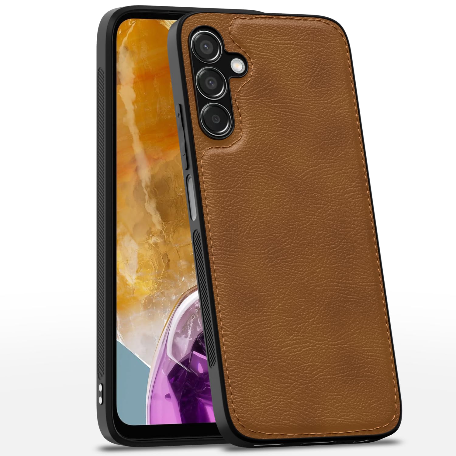 Samsung Galaxy M15 / F15 / M15 5G Leather Back Cover – Brown