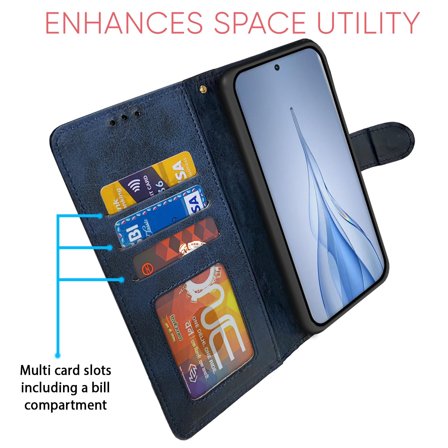 Pikkme Tecno Pova navy & light blue flip case – photo 5