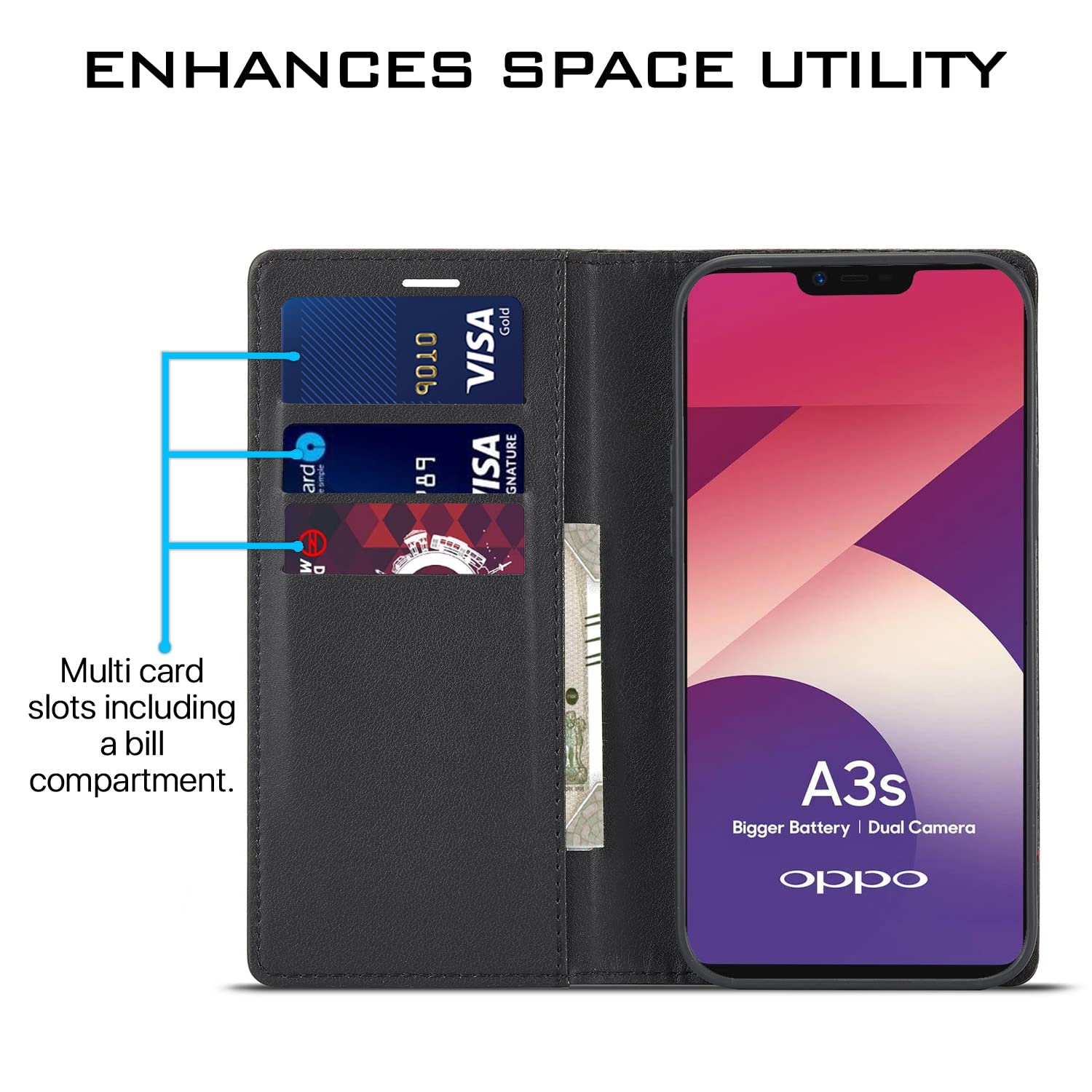 Pikkme black flip case for Oppo A3s – photo 3