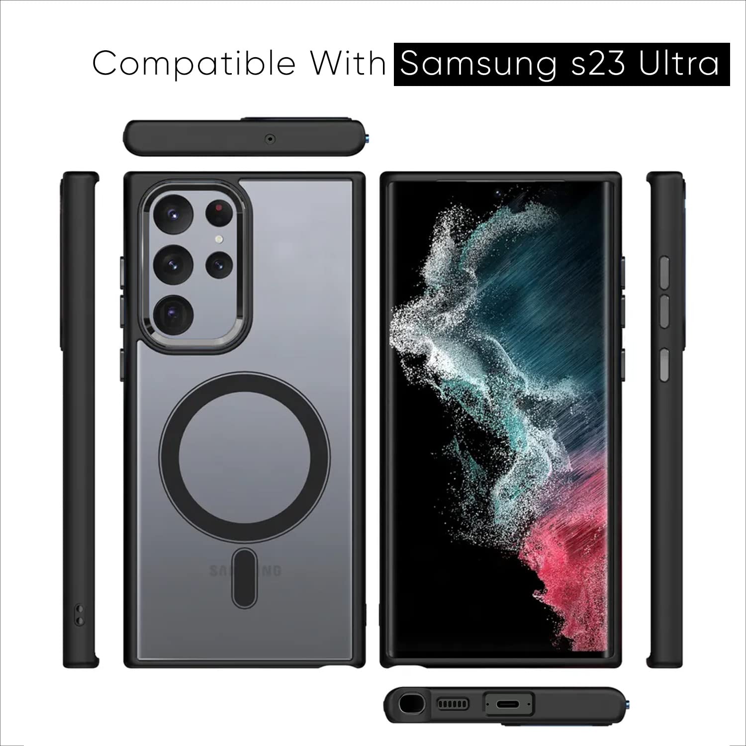 Pikkme Samsung Galaxy S23 Ultra 5G Clear Magsafe Back Cover (Transparent)