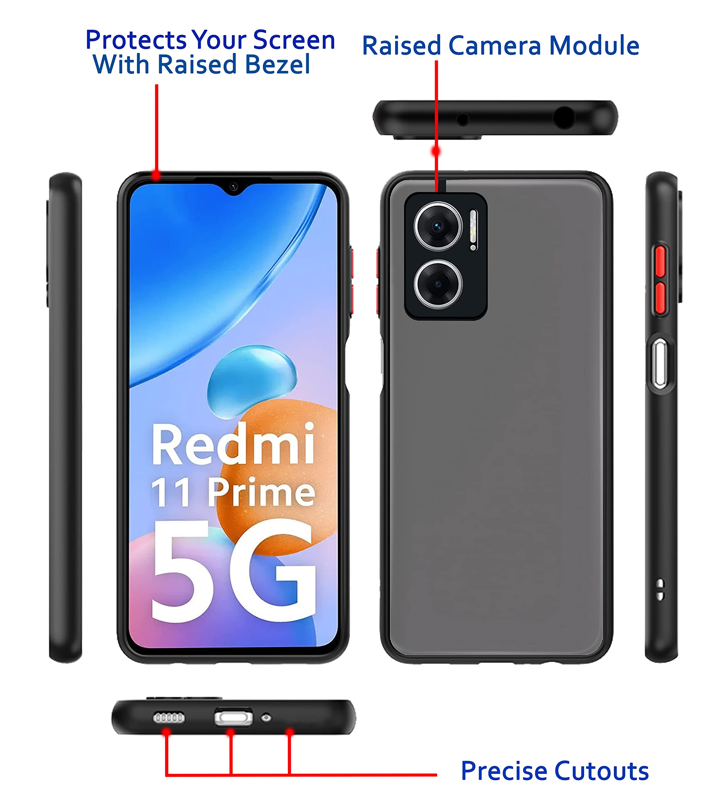 Redmi 11 Prime 5G phone cover in black by Pikkme – photo 3