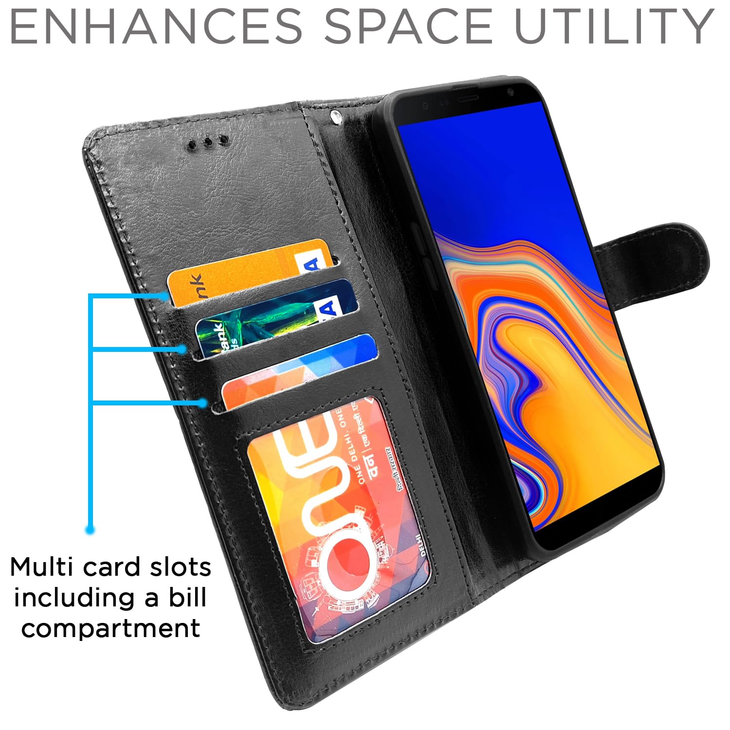 Pikkme Samsung J4 Plus/J4 black mobile flip cover – photo 2