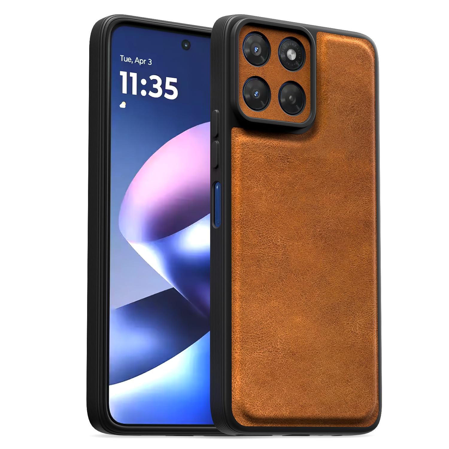 Pikkme Moto G37 5G Leather brown mobile cover