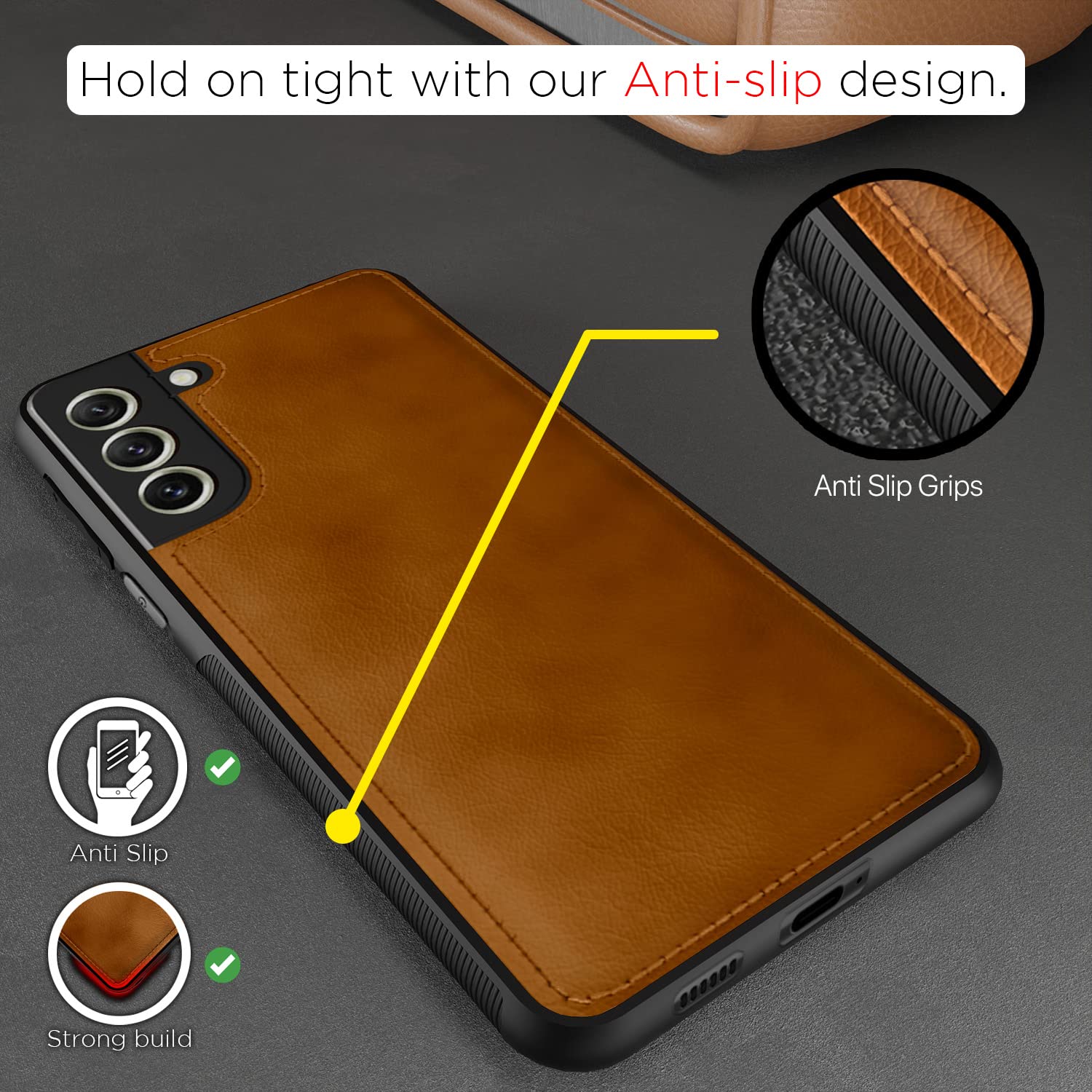 Brown Leather back cover for Samsung S22 – Pikkme – photo 5