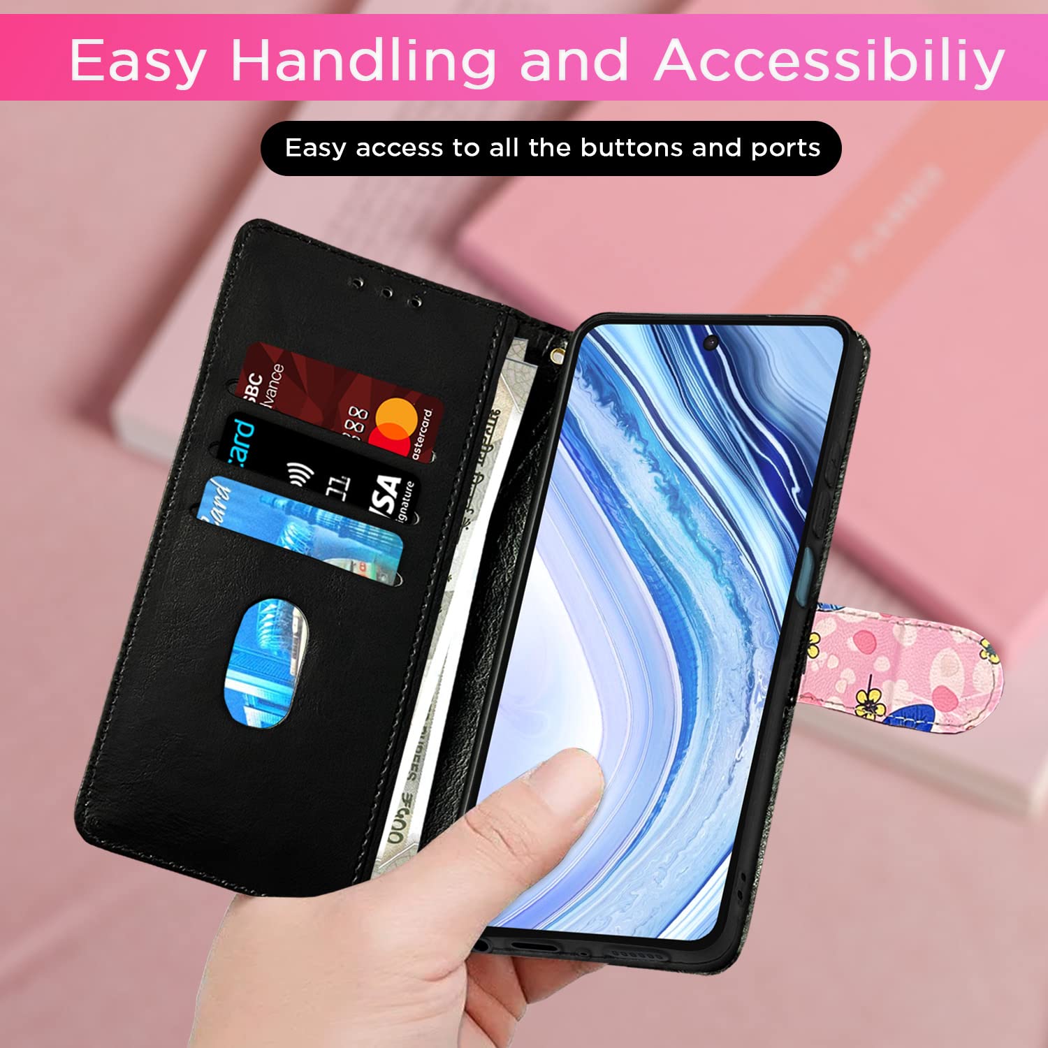 Pink wallet flip cover for Redmi Note 9 Pro/Note 9 Pro Max/Poco M2 Pro/Note 10 Lite – Pikkme – photo 6
