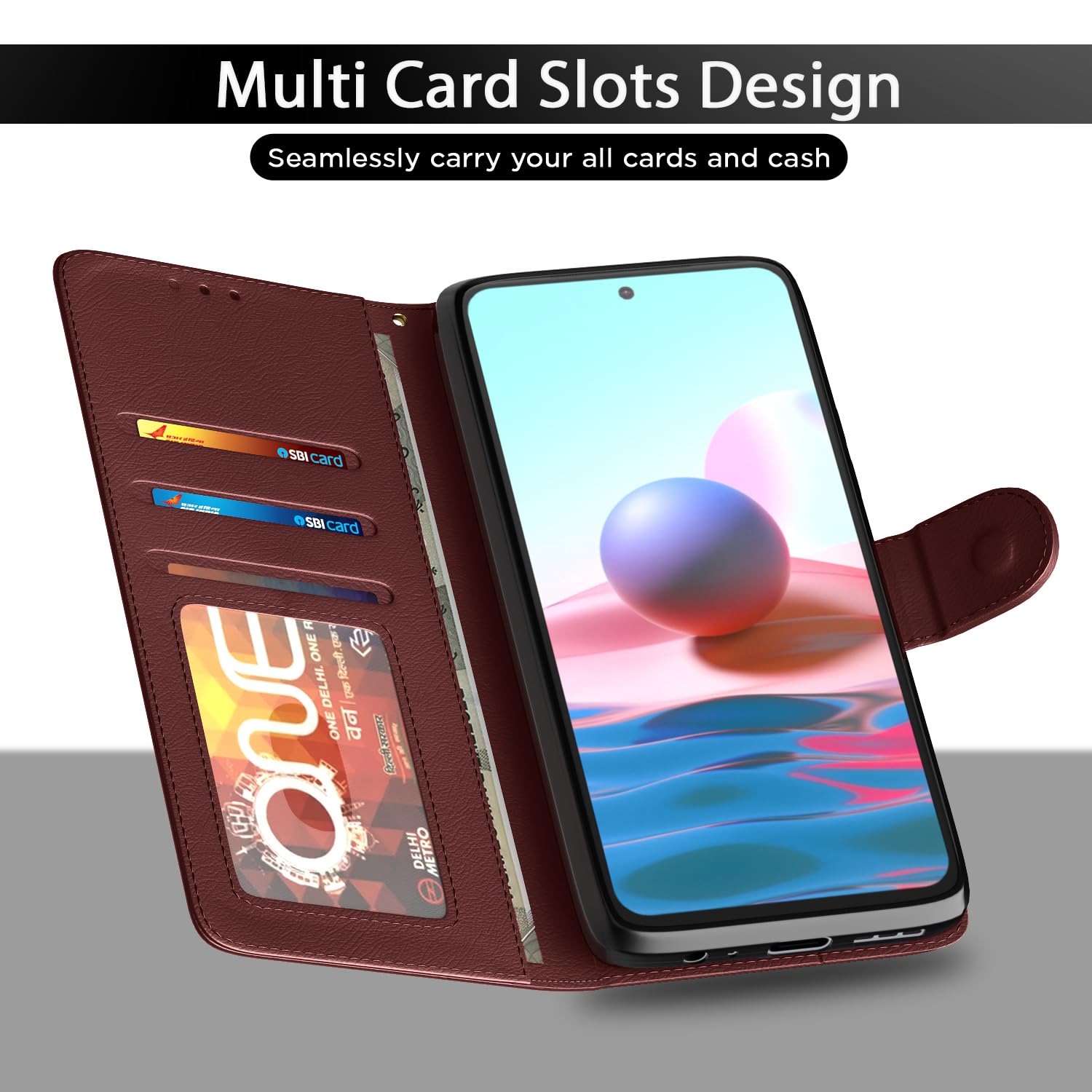 Pikkme Redmi Note 11T/Poco M4 Pro 5G brown wallet flip cover – photo 5