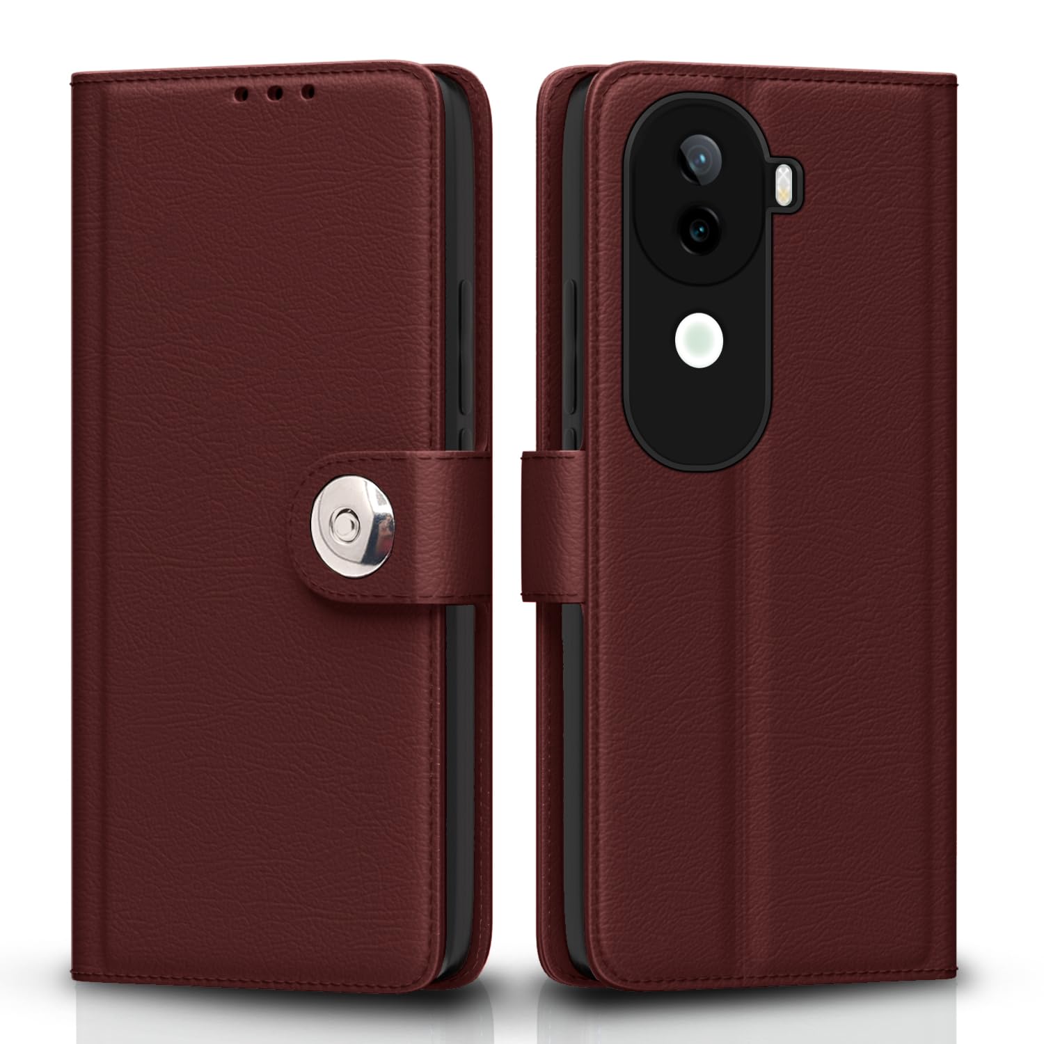 Pikkme brown flip cover for Vivo V40e/iQOO Z9s 5G