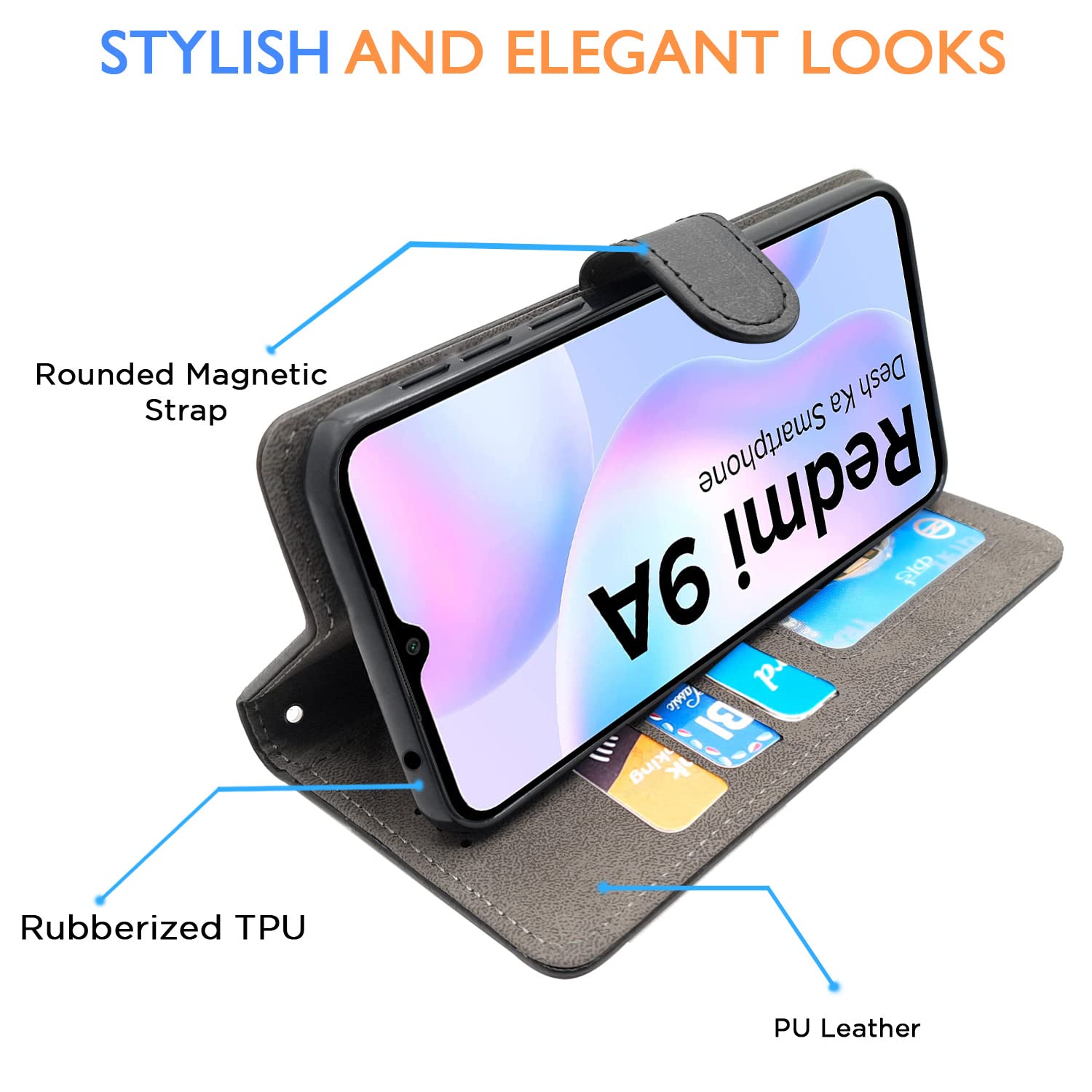 Pikkme black Wallet wallet flip cover for Redmi 9A/9i/9A Sport – photo 5