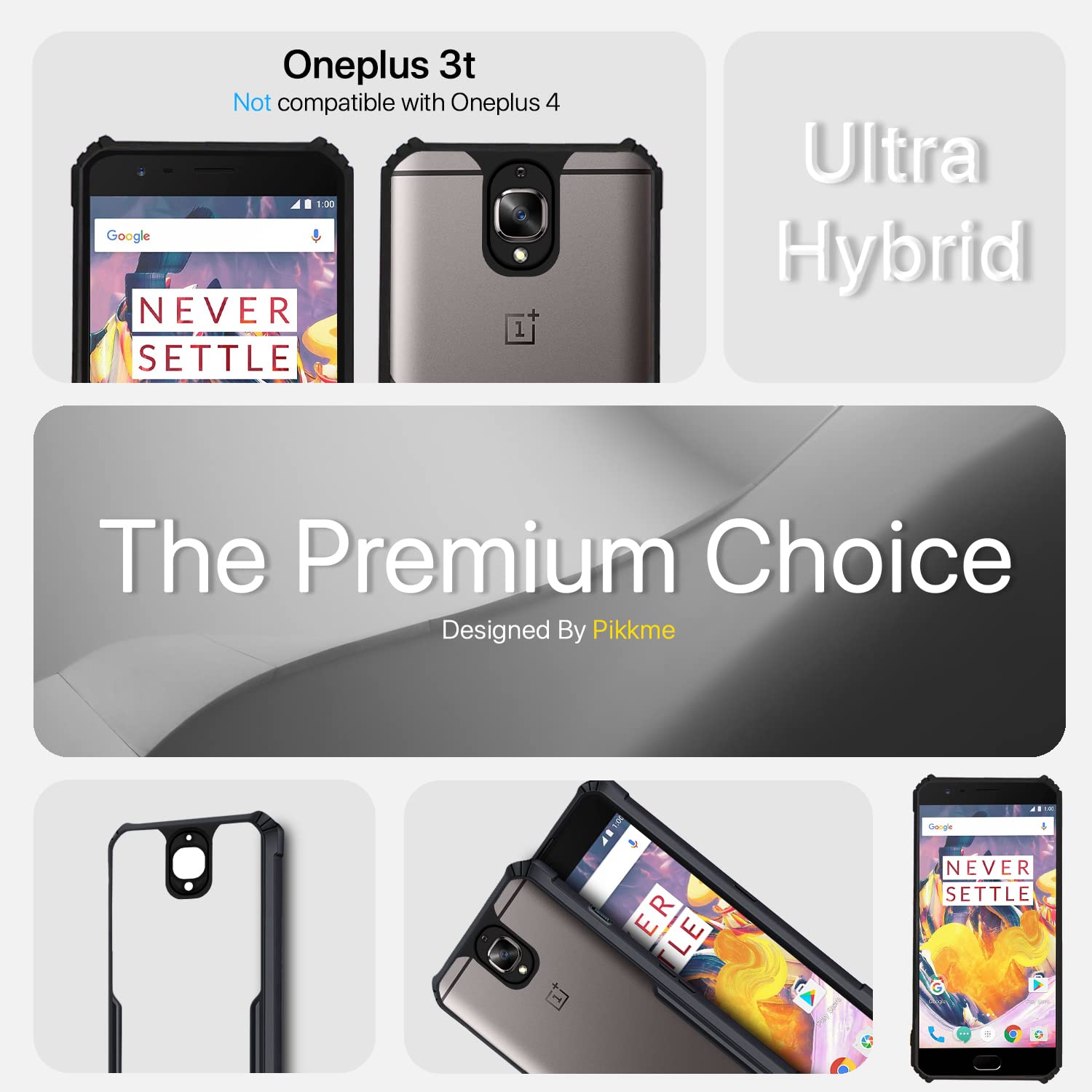OnePlus 3T Hybrid mobile back cover in black by Pikkme – photo 2