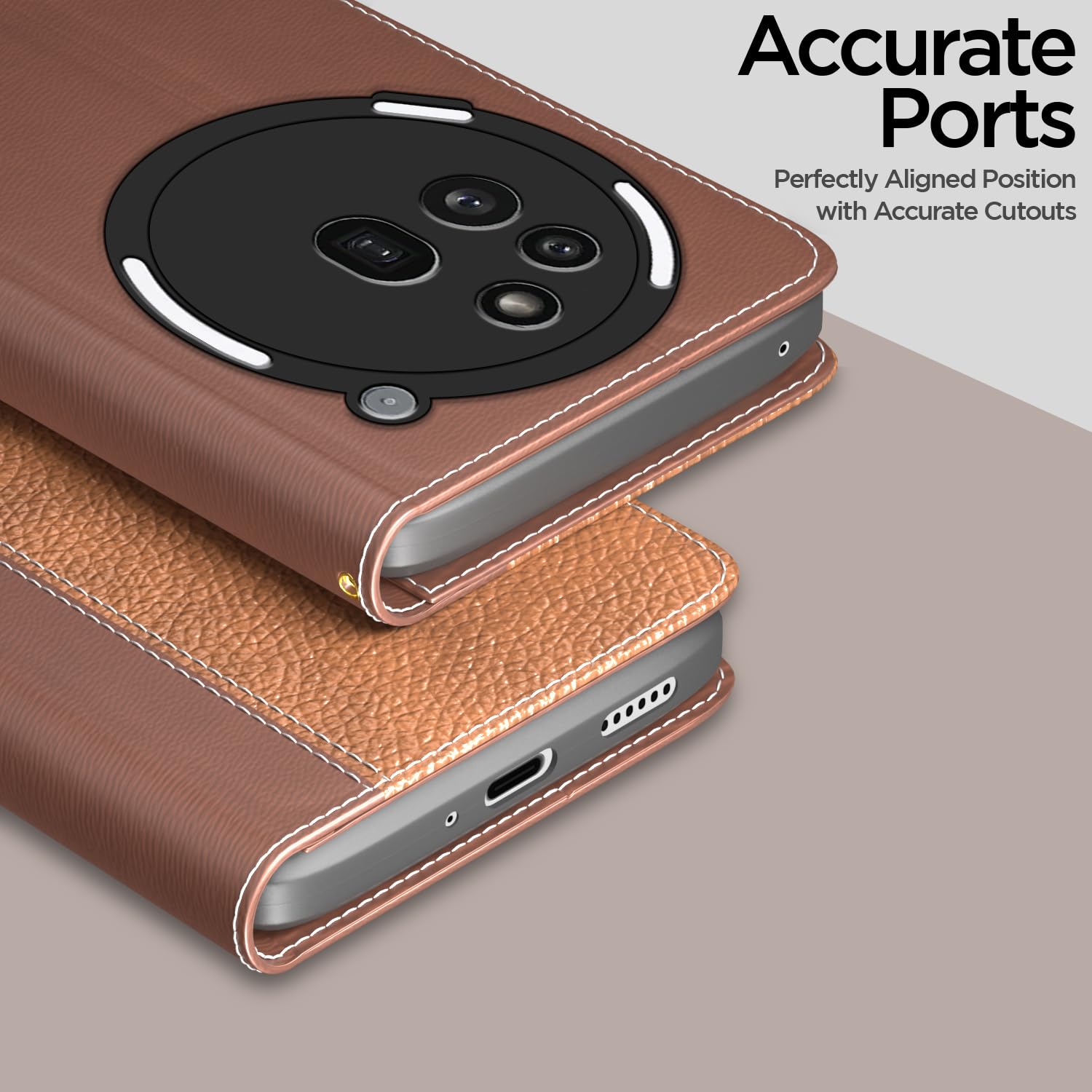 Pikkme Nothing Phone 3a Pro 5G Vintage Flip Cover (Tan)