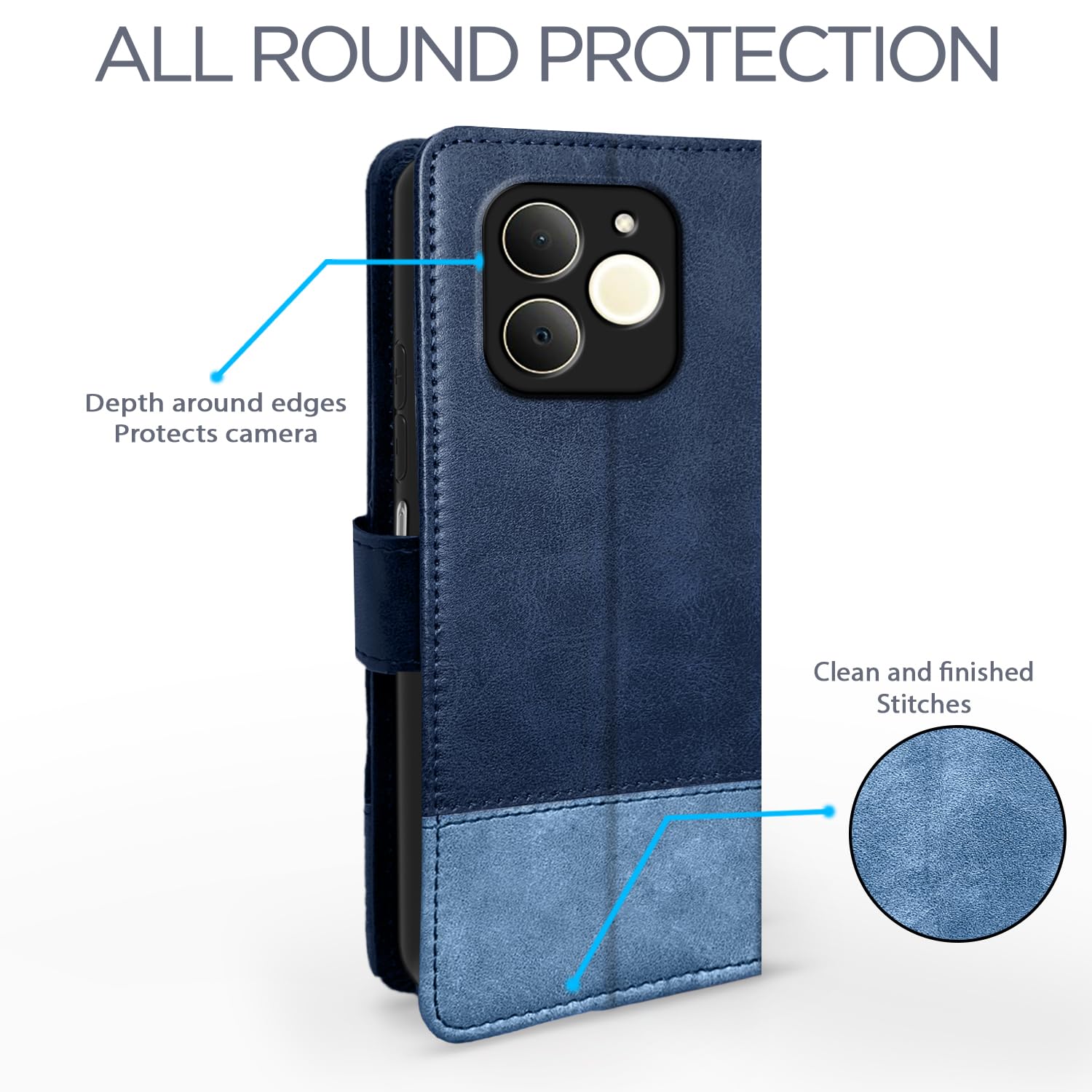 Pikkme Realme P4 Lite 4G Magnetic navy & light blue mobile flip cover – photo 4