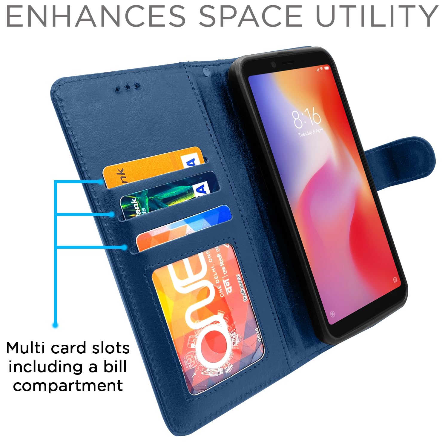 Blue flip case for Redmi 6A – Pikkme – photo 2
