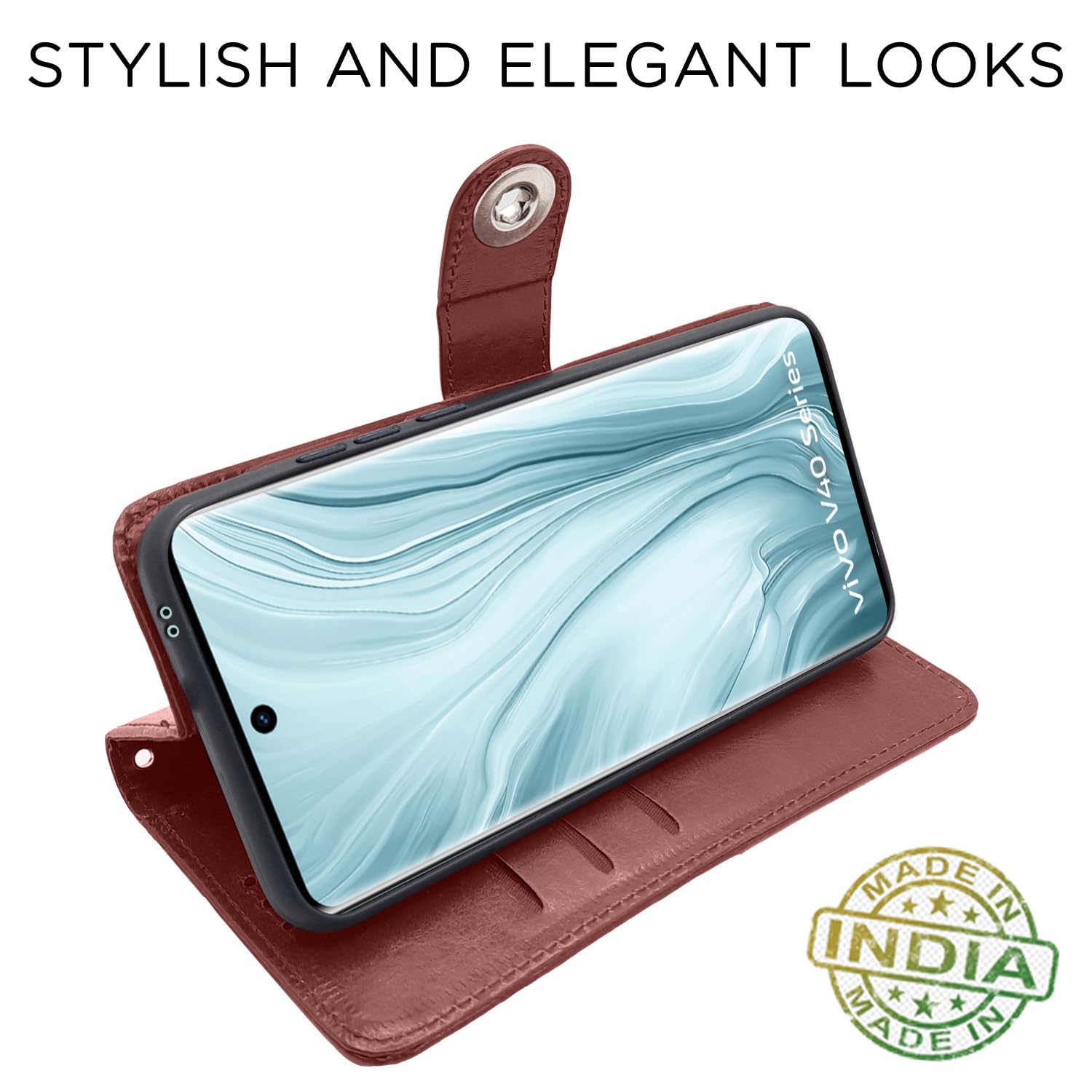 Brown Button flip cover for Vivo V40/V40 Pro/T3 Ultra 5G – Pikkme – photo 5