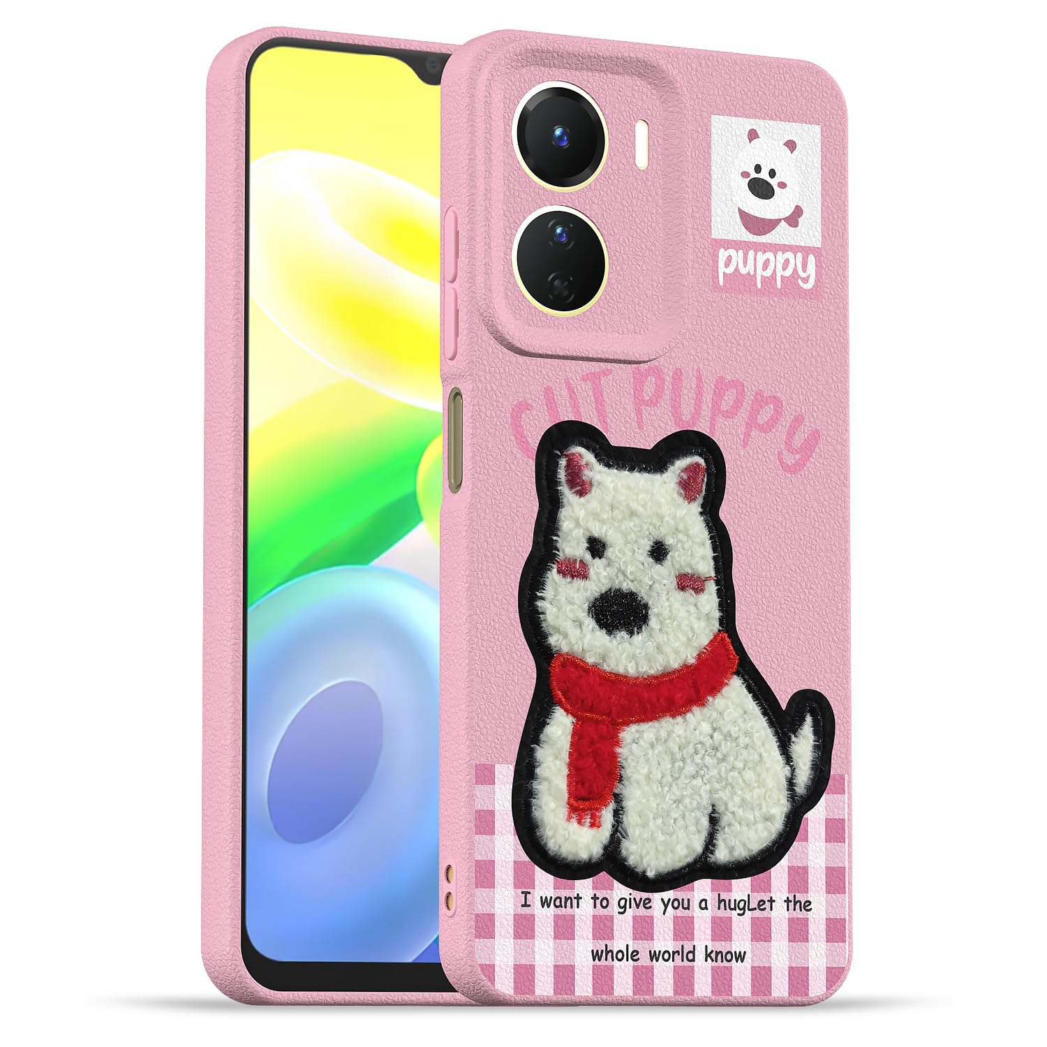 Pink Plush Patch mobile back cover for Vivo Y16/T2x – Pikkme