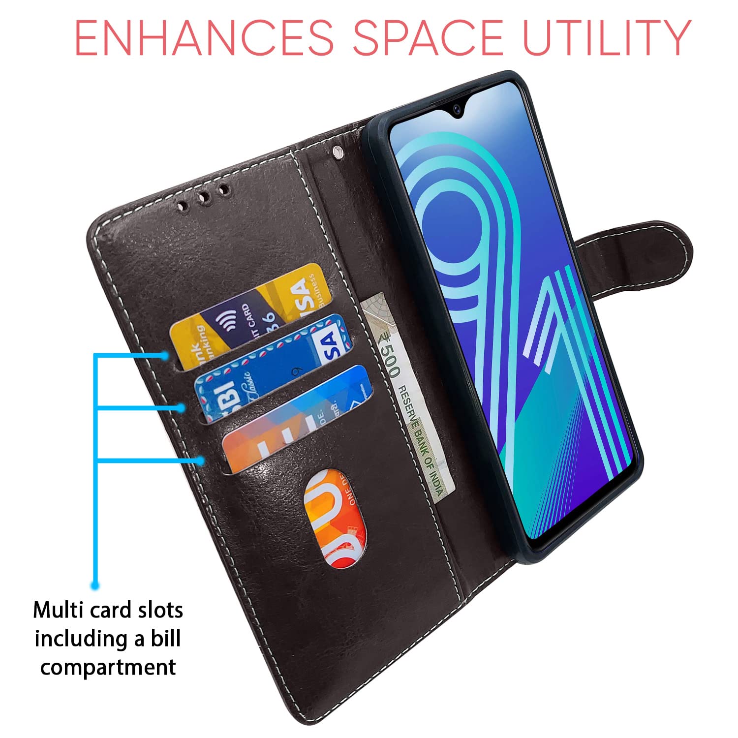 Coffee & brown flip cover for Vivo Y91/Y93/Y95 – Pikkme – photo 3