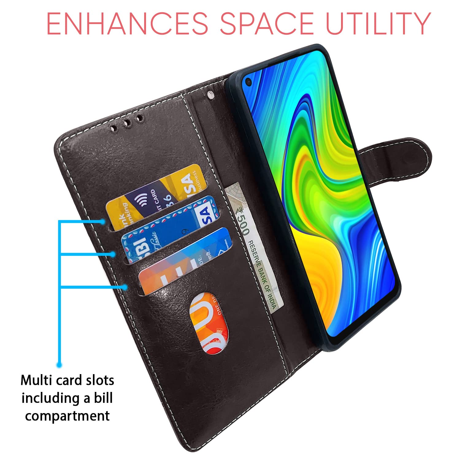 Pikkme Redmi Note 9 Magnetic coffee & brown flip cover – photo 4