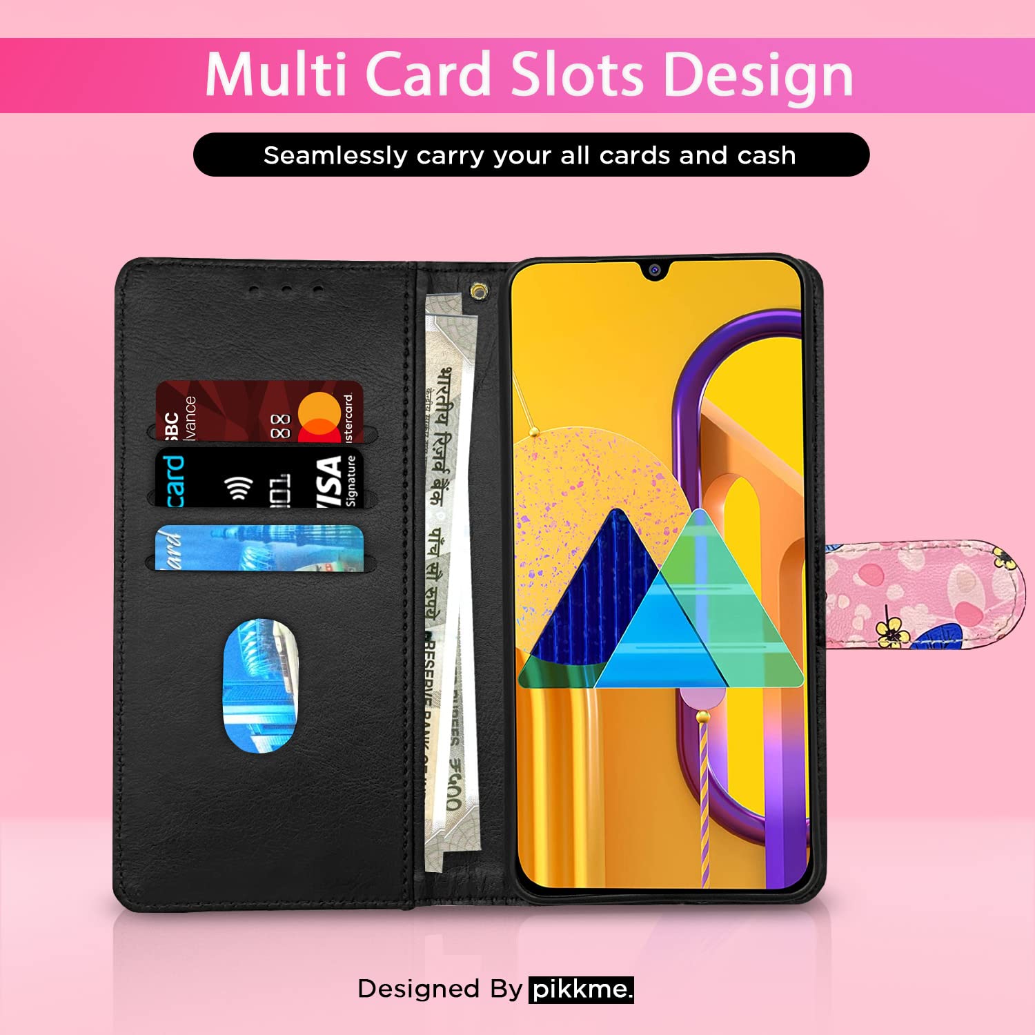 Pikkme Samsung Galaxy M30s / M21 / M21 (2021) Flower Flip Cover (Pink)