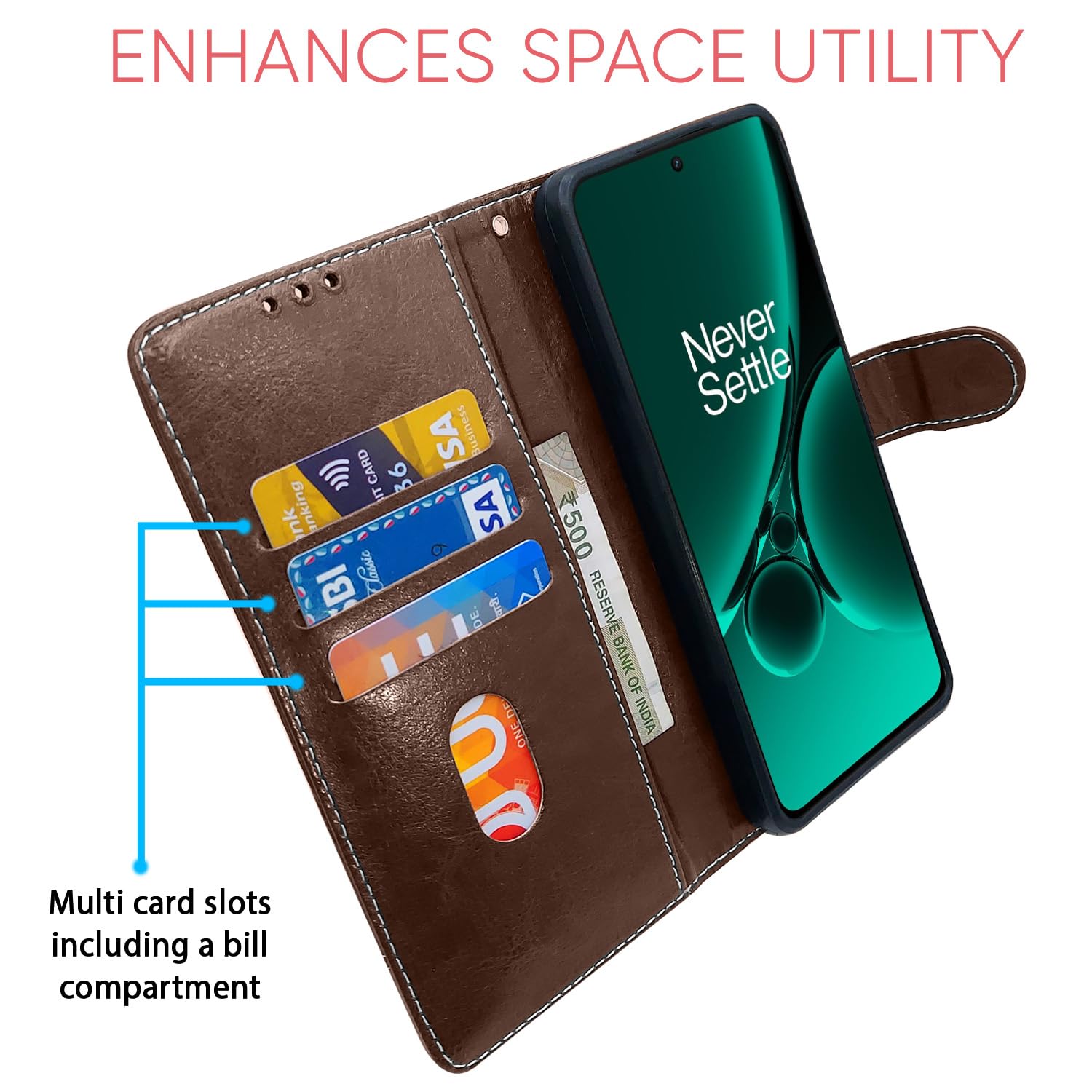 OnePlus Nord CE 3 5G mobile flip cover in brown & coffee by Pikkme – photo 3