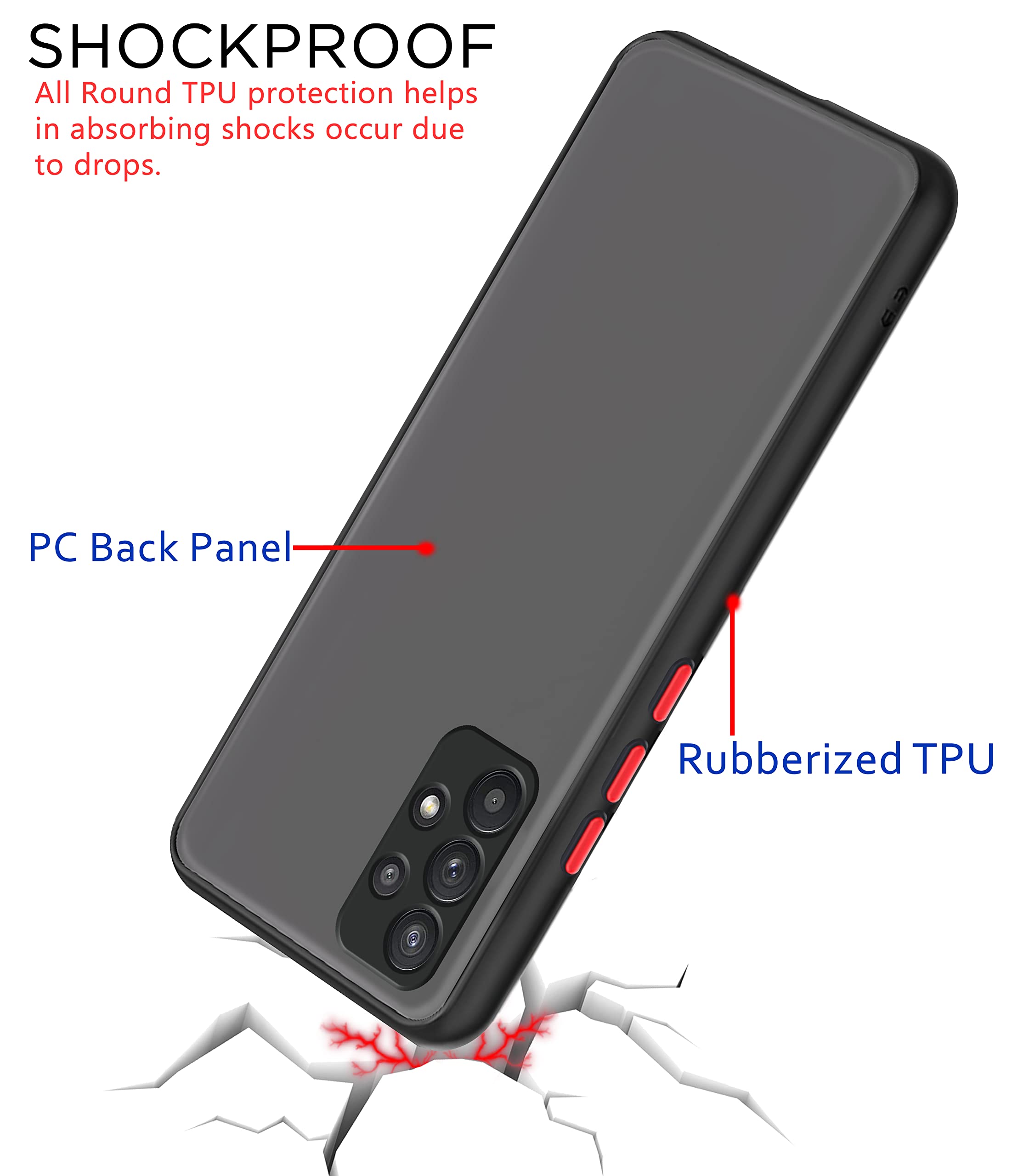 Black Hybrid mobile back cover for Samsung A73 5G – Pikkme – photo 4