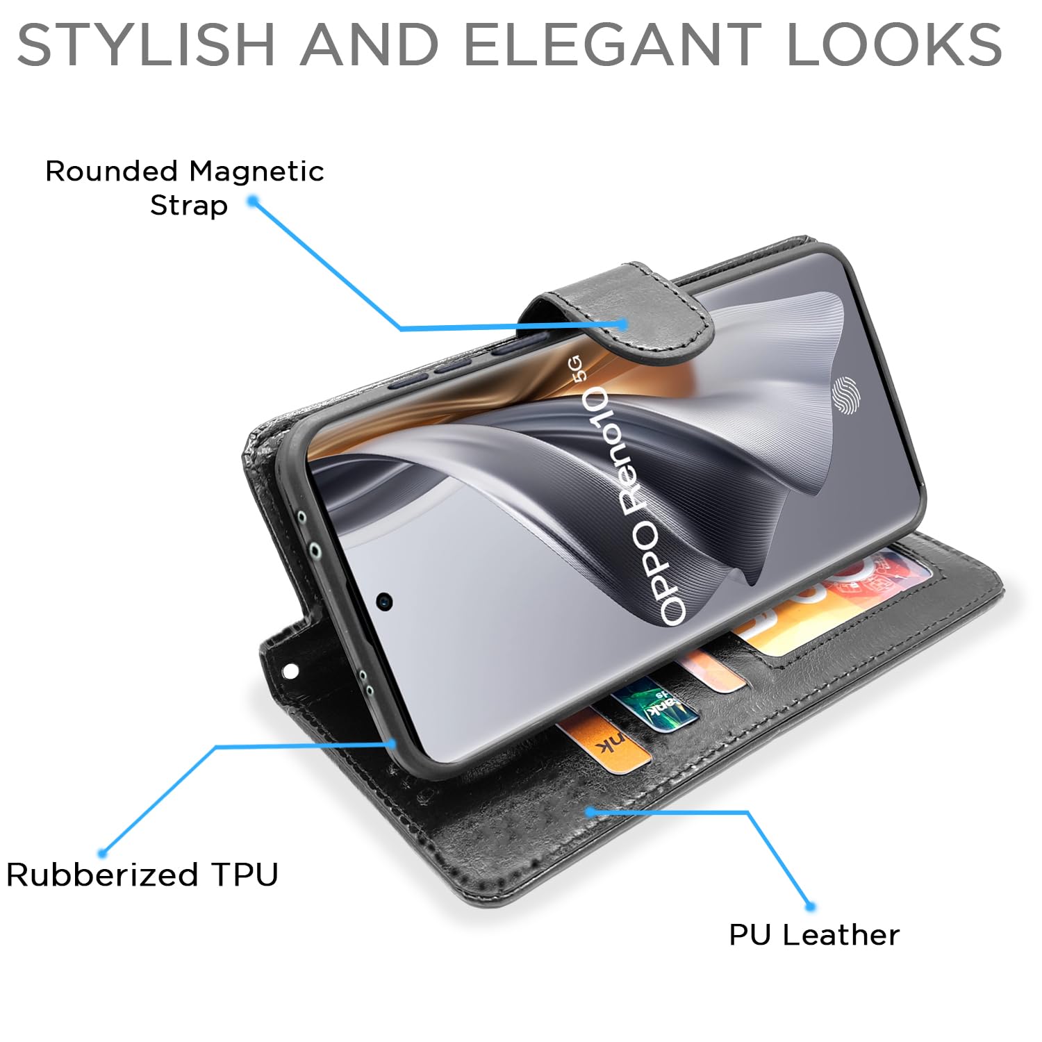 Black Wallet wallet flip cover for Oppo Reno 10 5G – Pikkme – photo 5